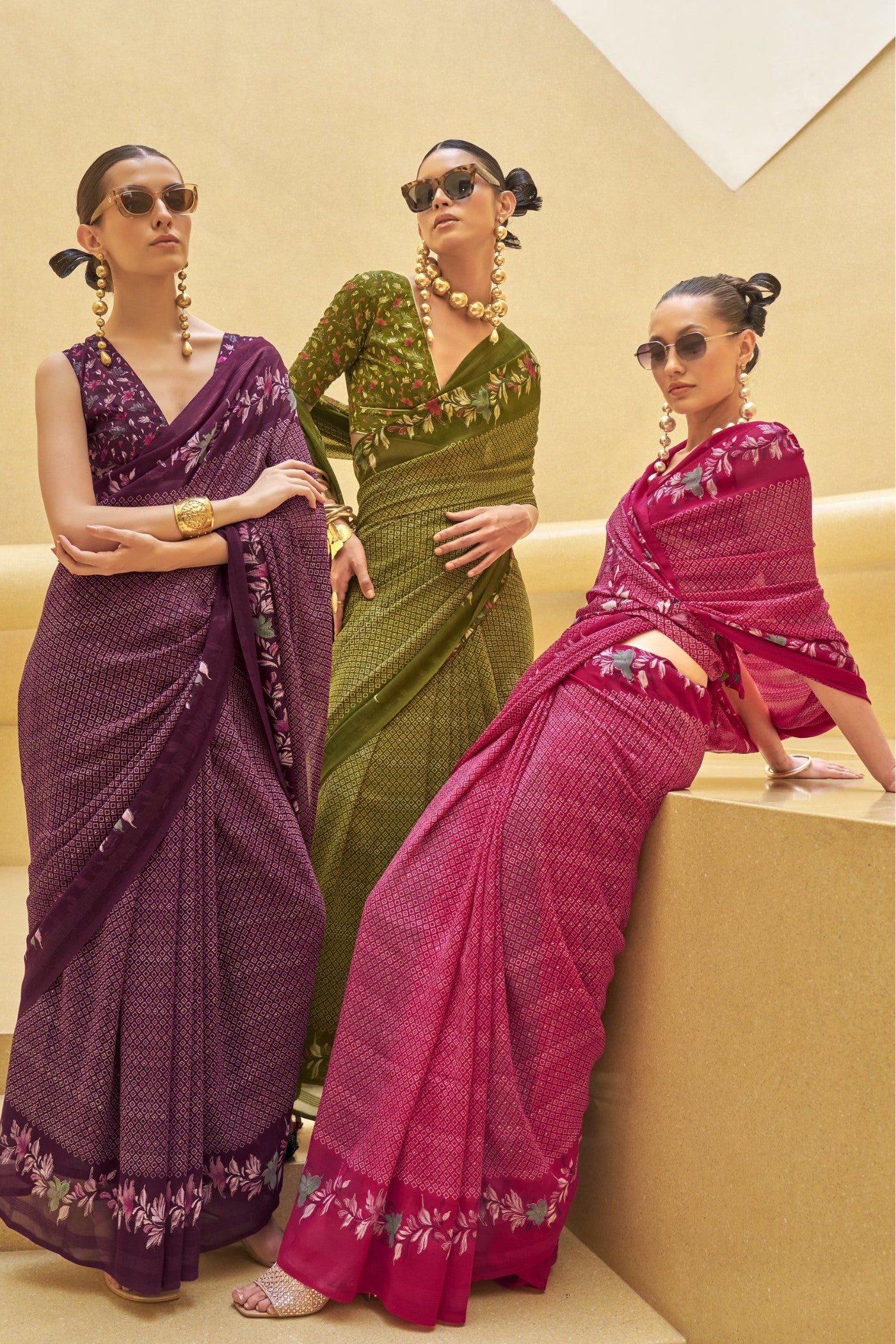 Buy MySilkLove Livid Purple Georgette Printed Saree Online