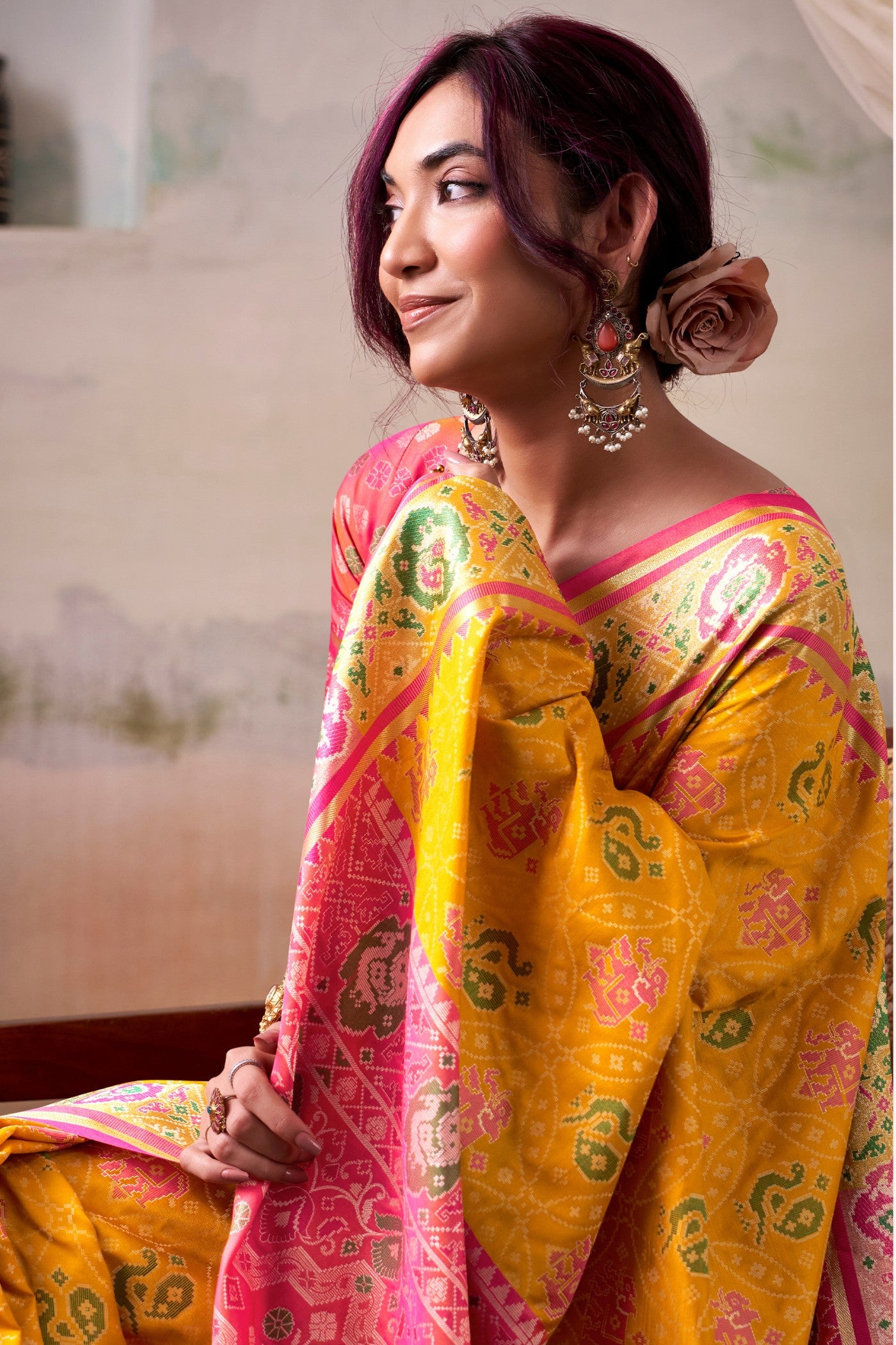 Buy MySilkLove Rob Yellow Woven Patola Silk Saree Online