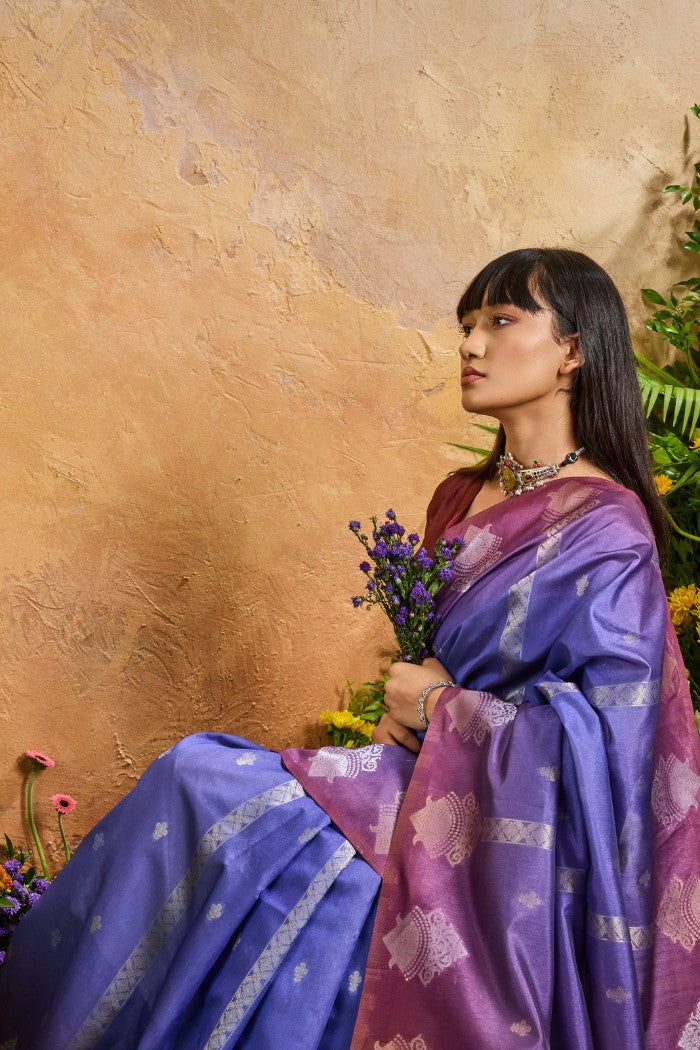 MySilkLove Rainbow Blue Banarasi Handloom Saree