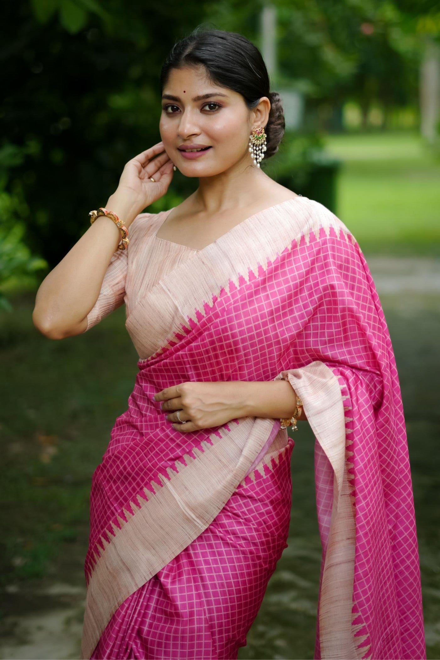 Buy MySilkLove French Pink Printed Raw Silk Saree Online