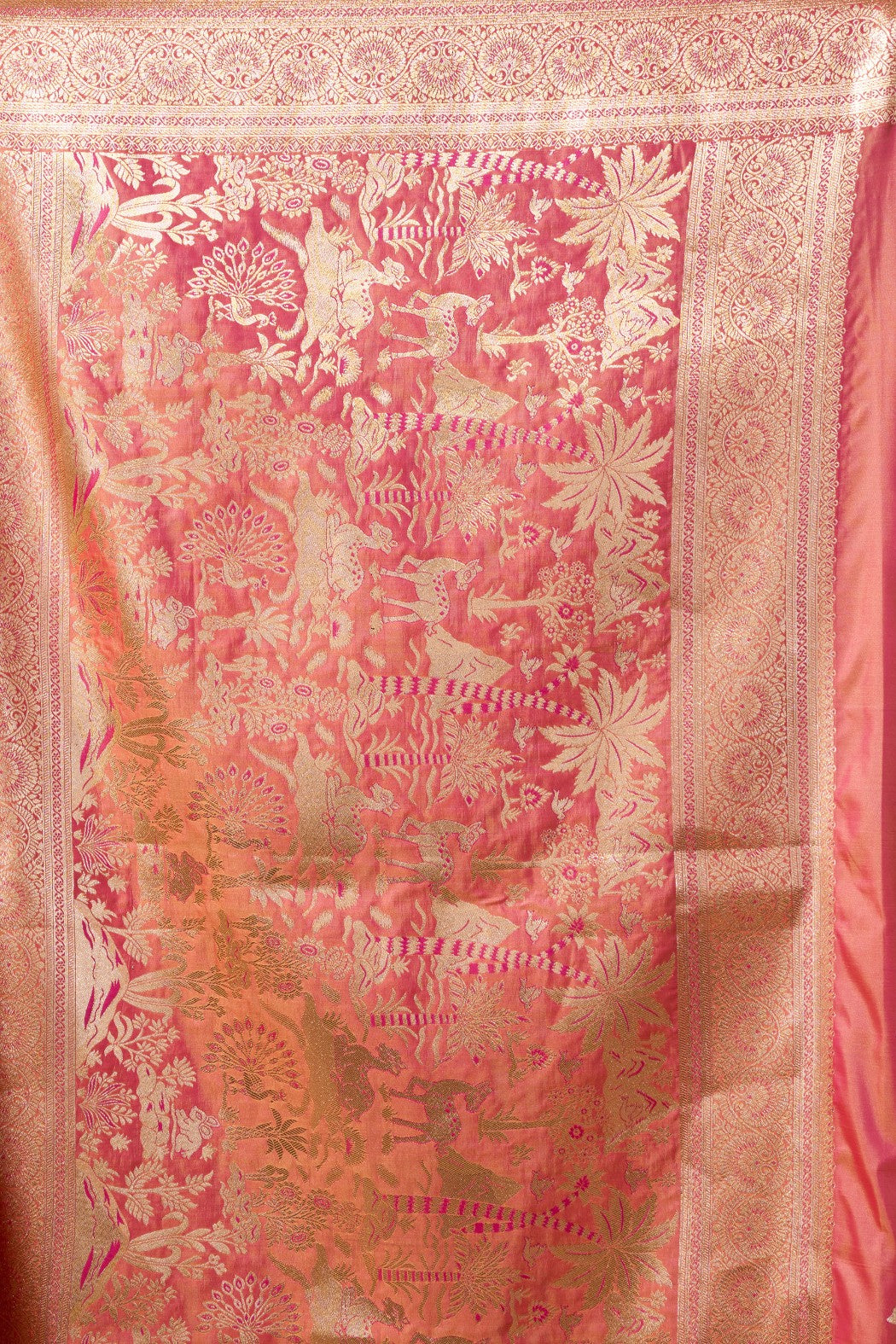 Buy MySilkLove Papaya Peach Woven Banarasi Soft Silk Saree Online