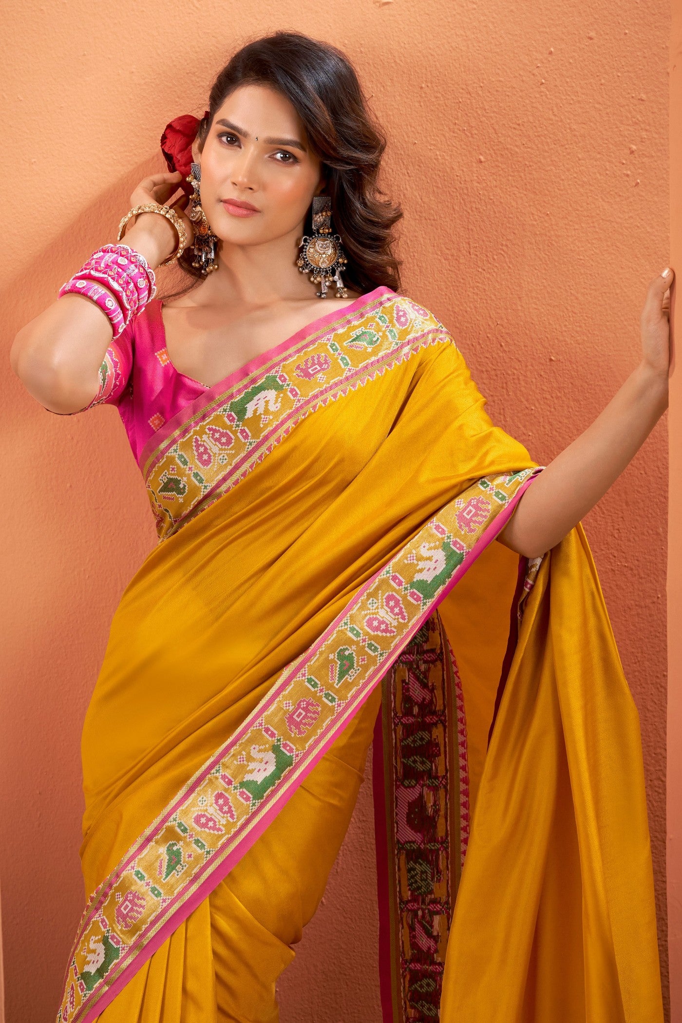 Buy MySilkLove Mikado Yellow Woven Banarasi Patola Silk Saree Online