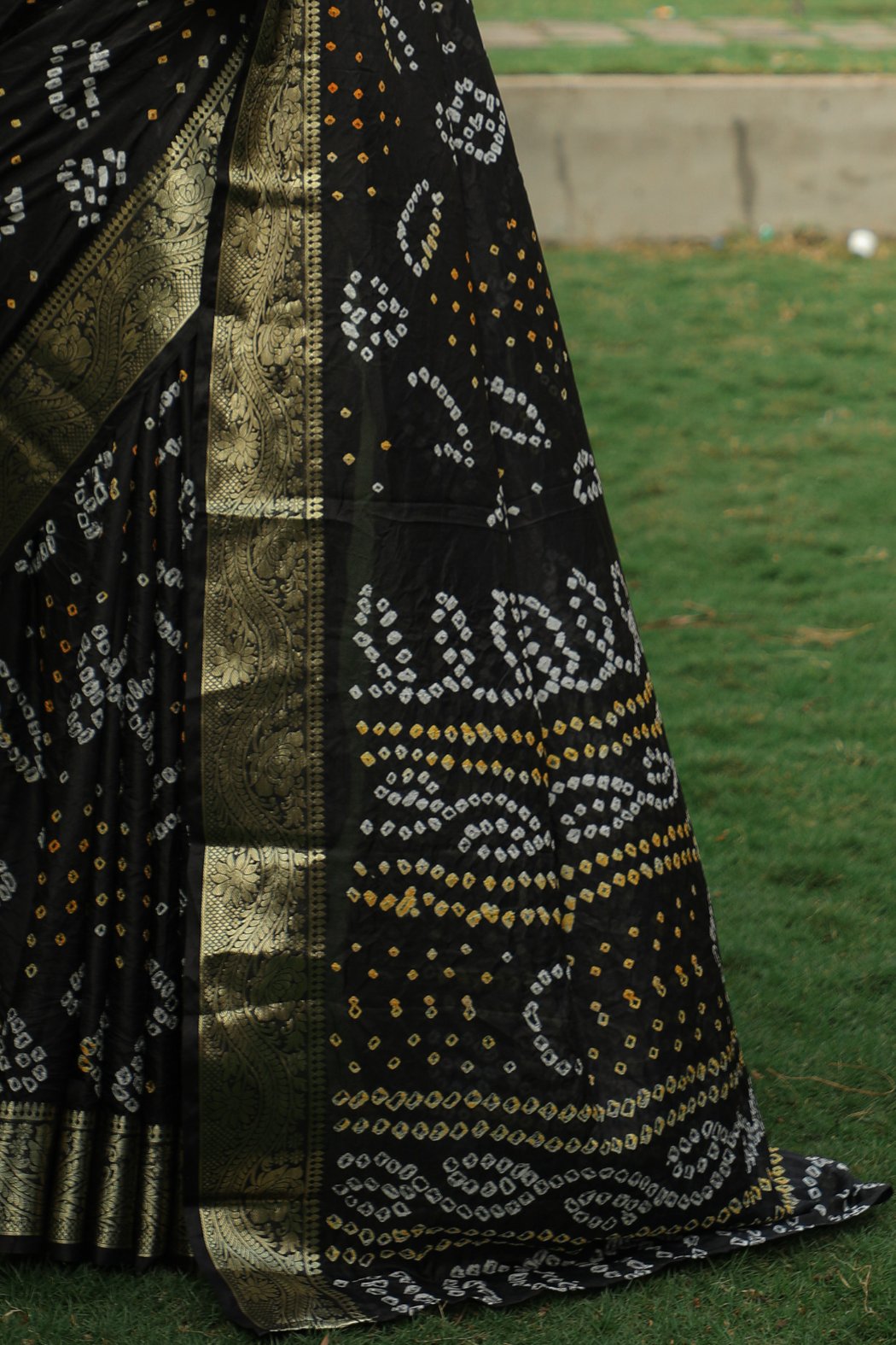 Buy MySilkLove Eerie Black Designer Bandhani Printed Saree Online