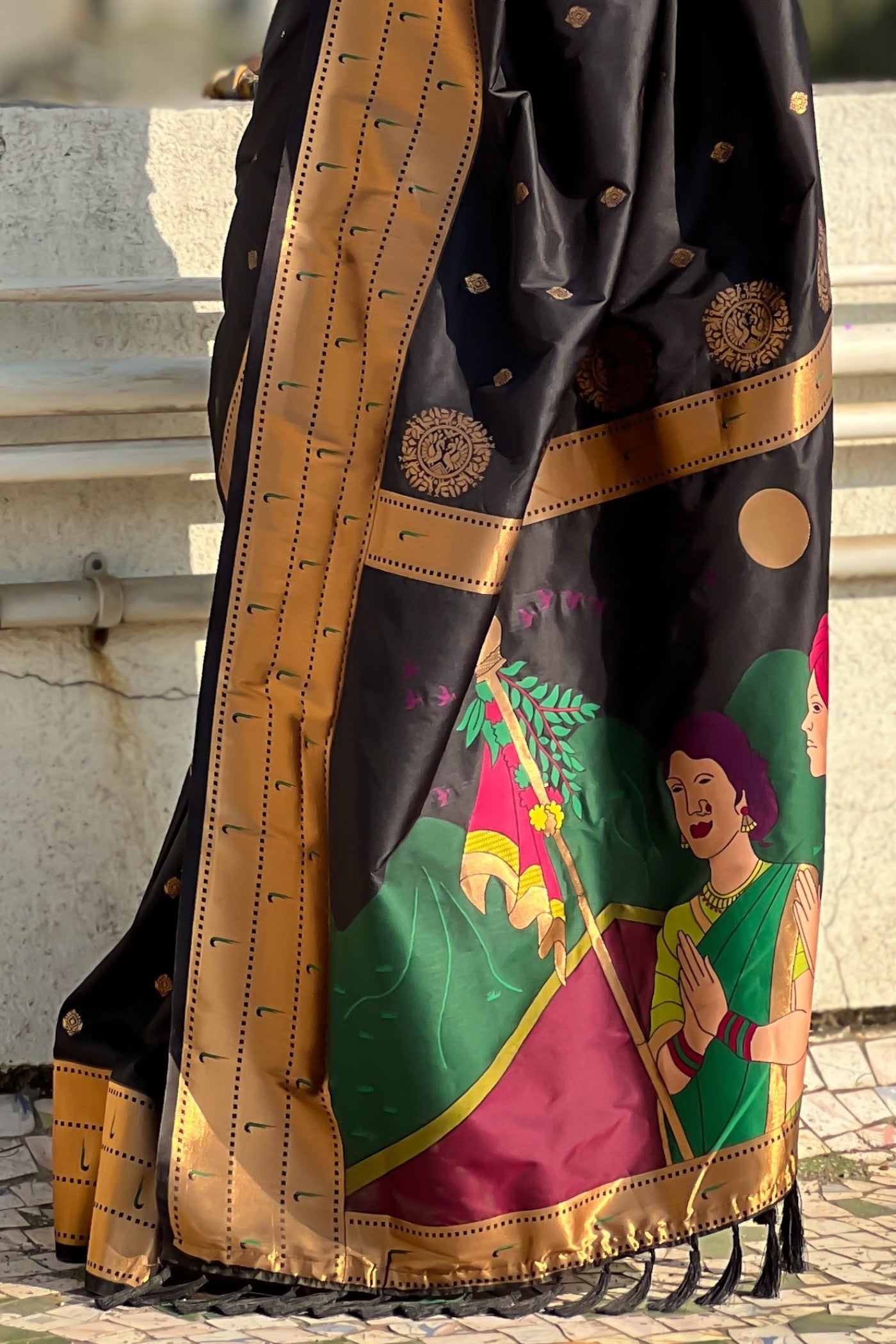 Buy MySilkLove Licorice Black Woven Paithani Saree Online