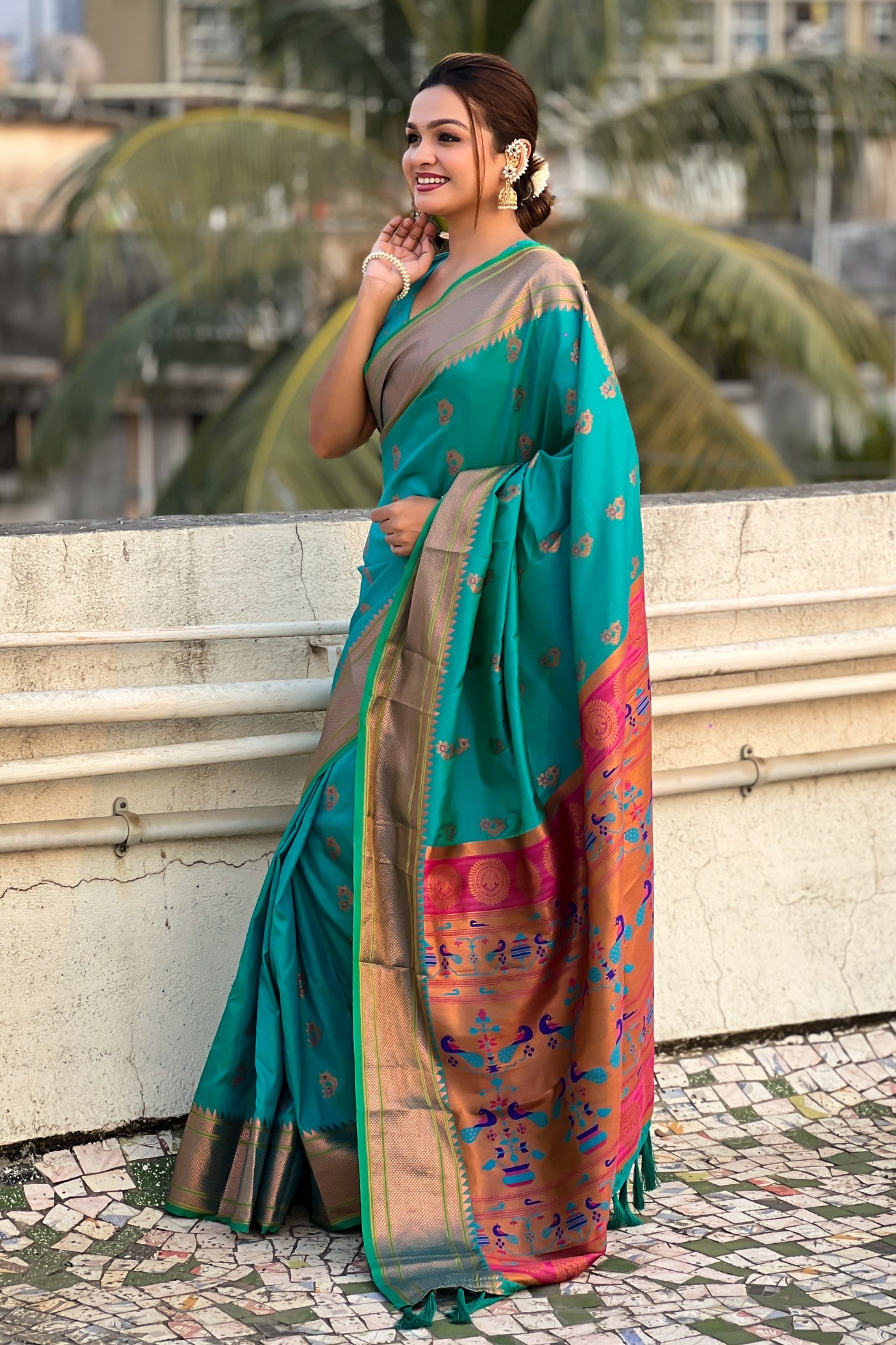 Buy MySilkLove Jelly Bean Zari Woven Nath Paithani Saree Online