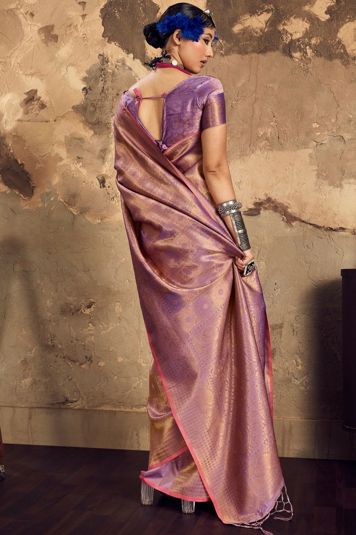 Buy MySilkLove Petunia Purple Kanjivaram Handloom Saree Online