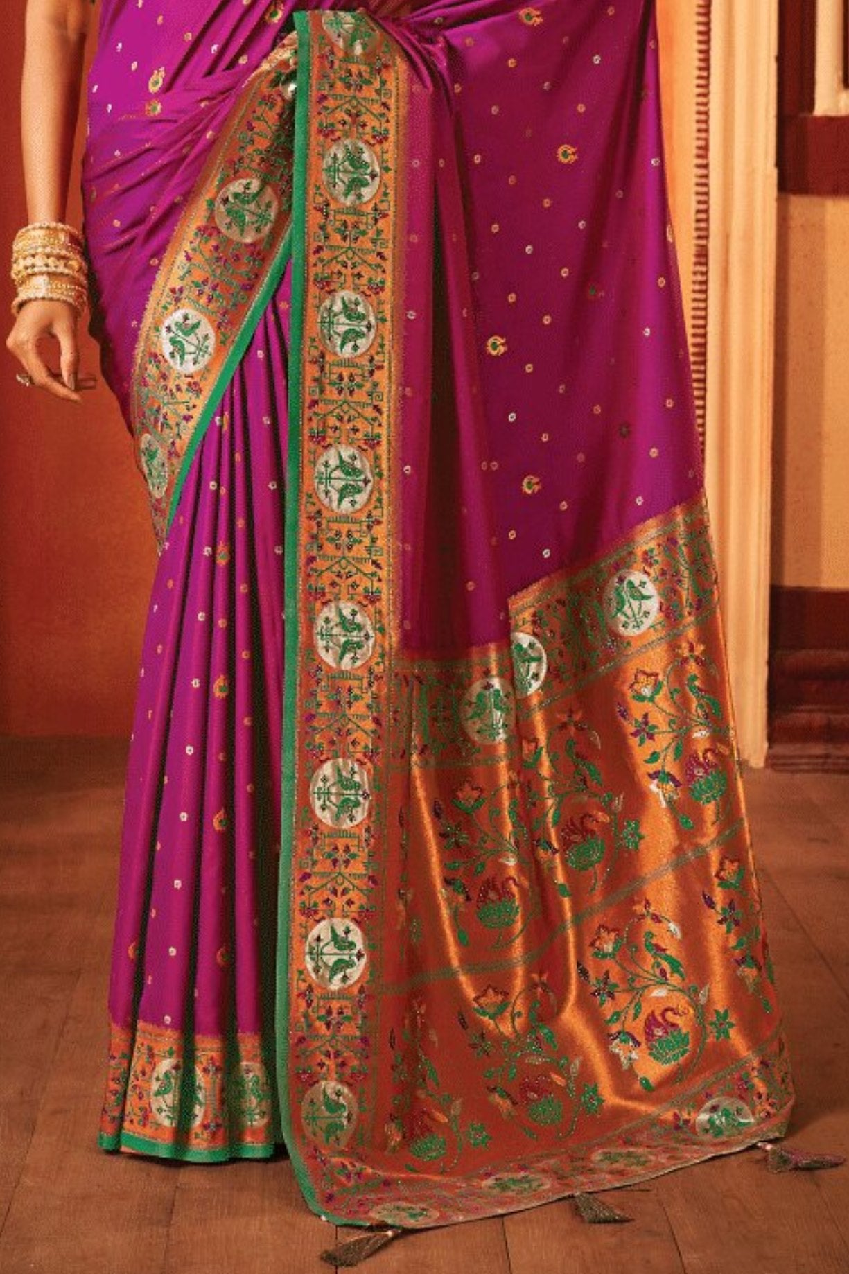 Buy MySilkLove Disco Purple Woven Paithani Saree Online