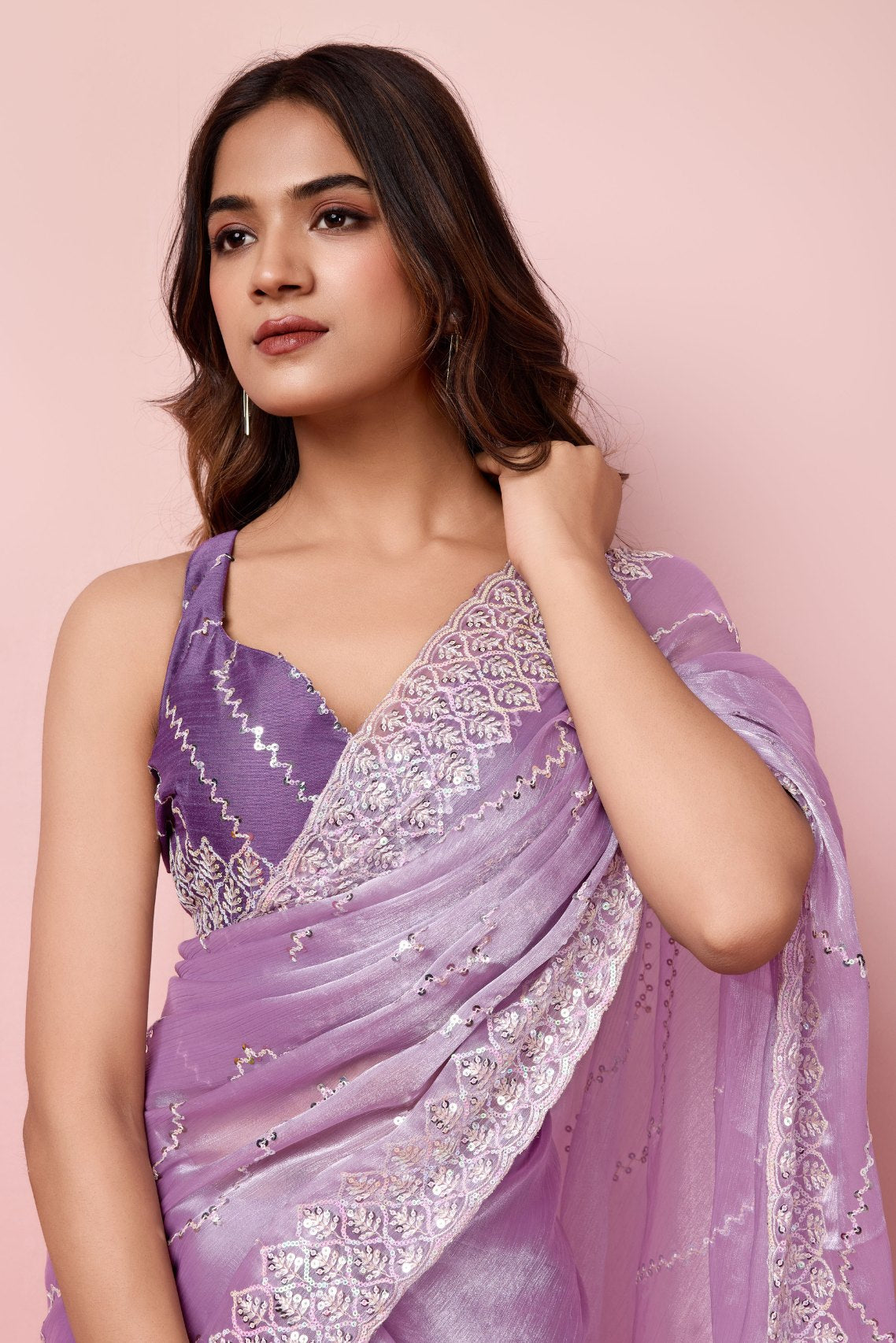 Buy MySilkLove Early Bird Purple Designer Partywear Saree Online