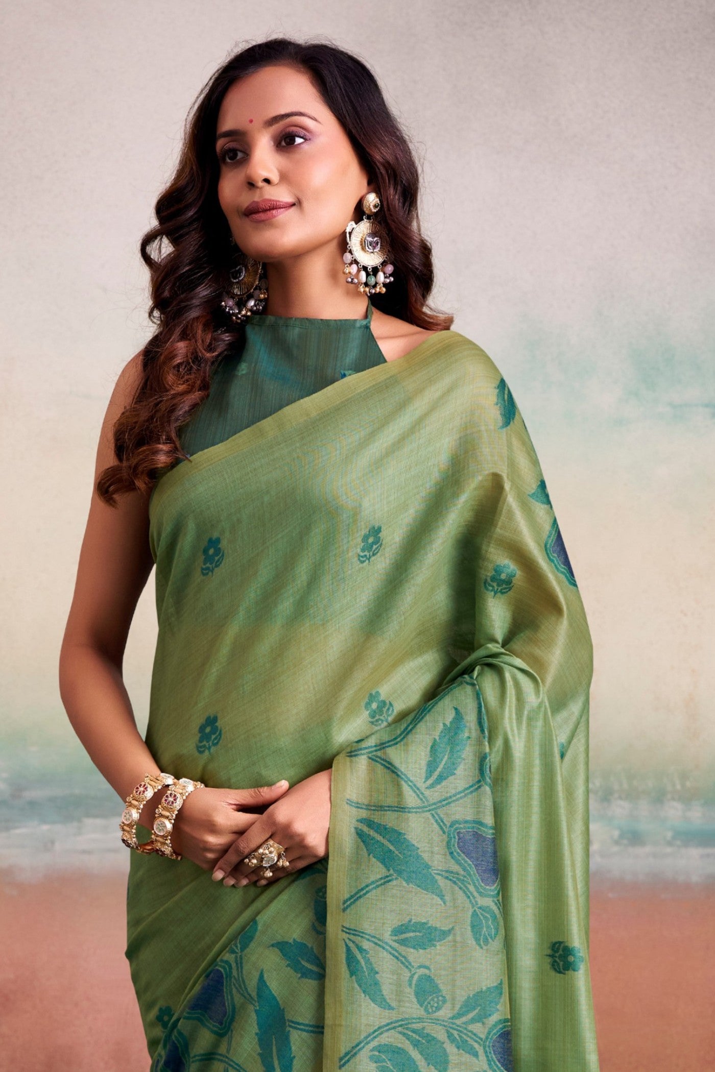MySilkLove Apple Green Handloom Modal Silk Saree