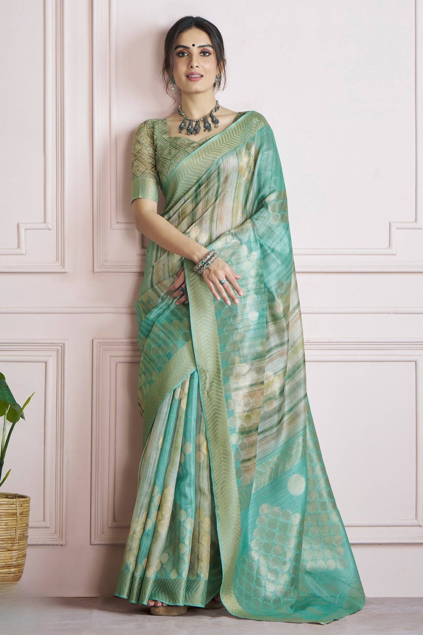 Buy MySilkLove Deep Sea Green Handloom Khadi Silk Saree Online