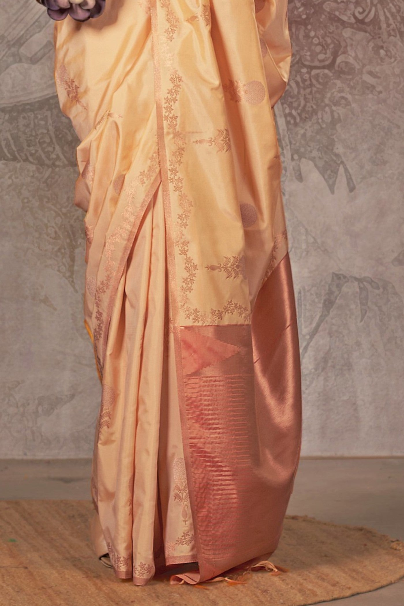 Buy MySilkLove Tawny Peach Two Tone Banarasi Handloom Saree Online