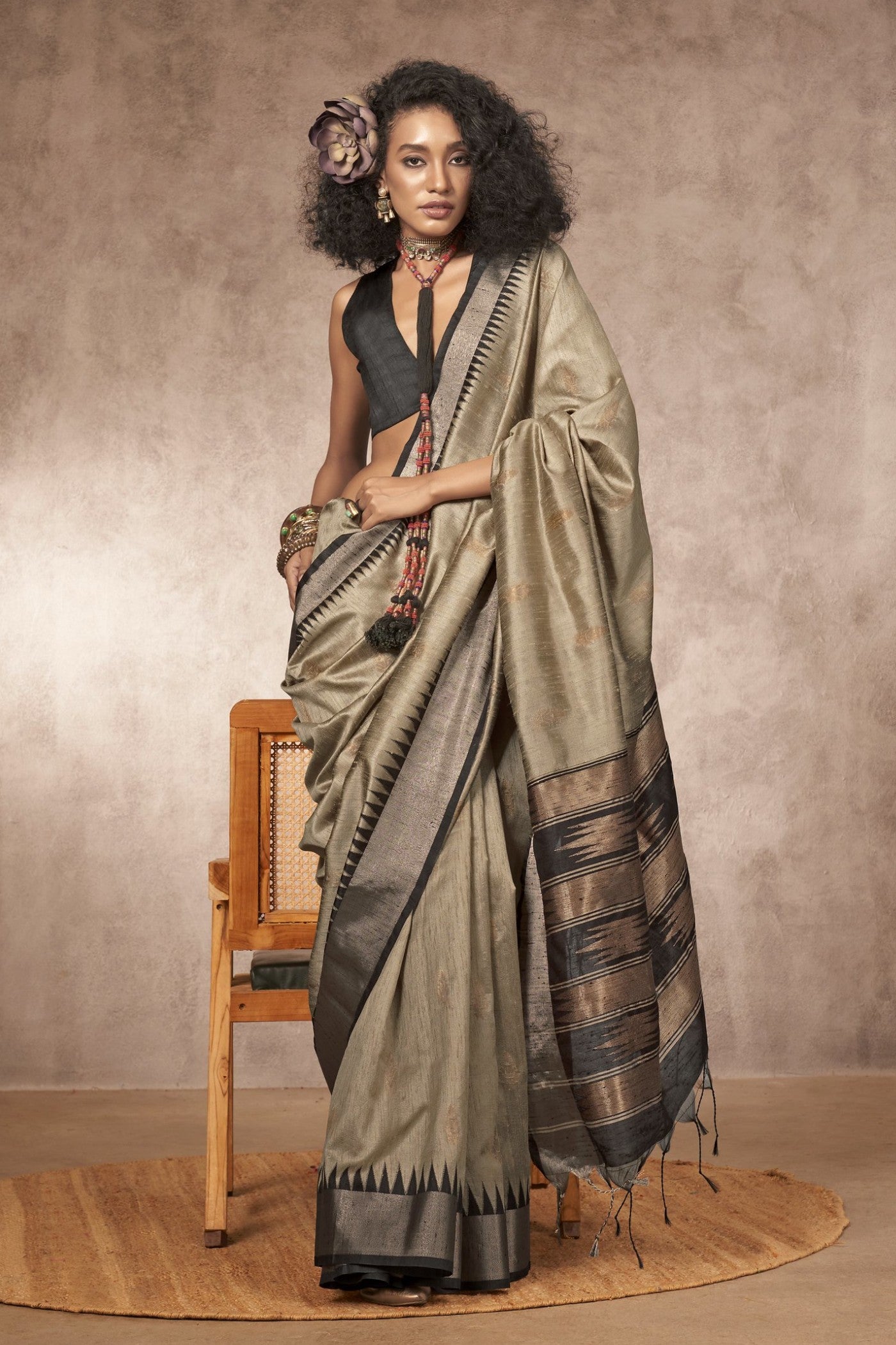 Buy MySilkLove Bronzette Brown Bhagalpuri Handloom Saree Online
