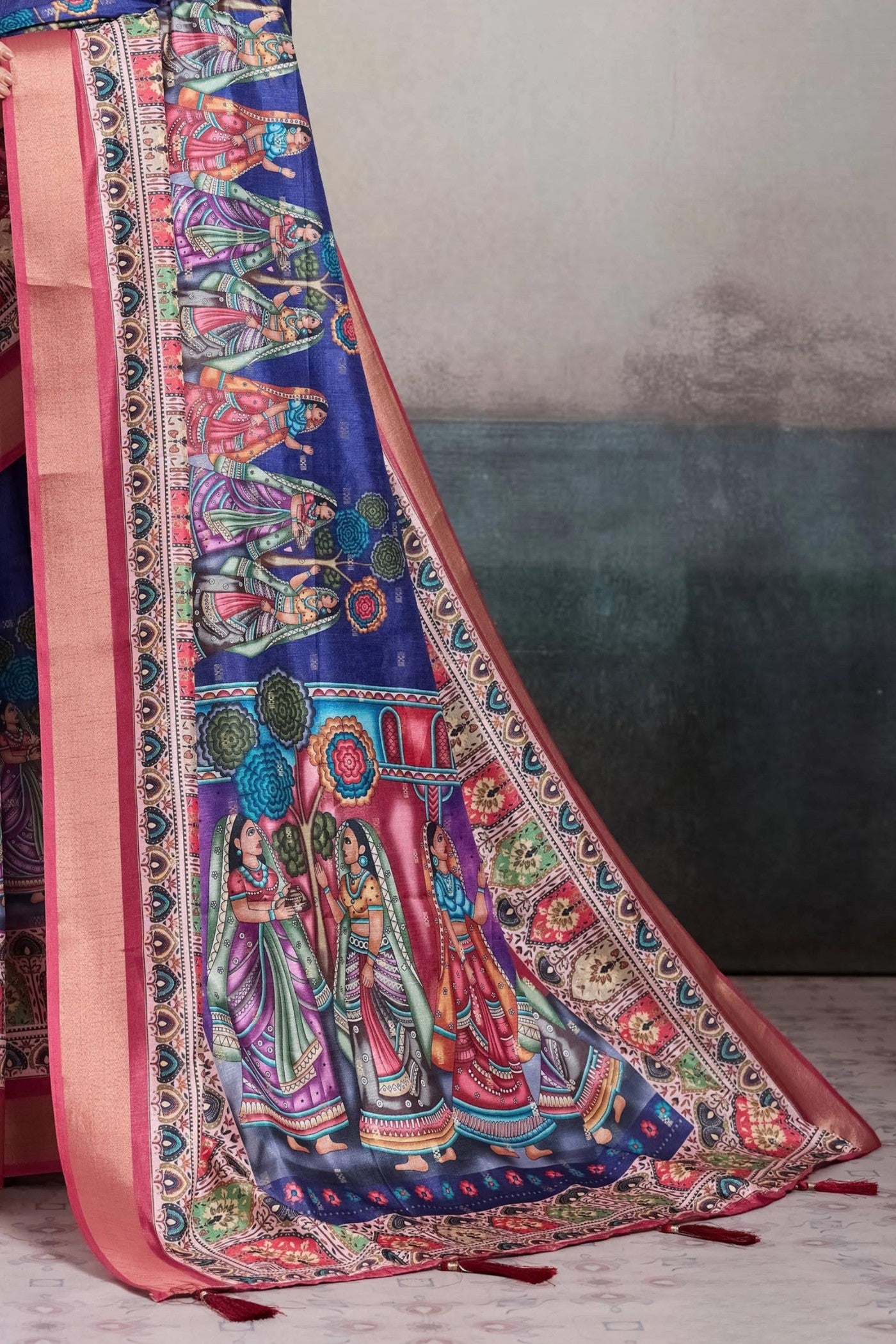 Buy MySilkLove Polynesian Blue Digital Printed Saree Online