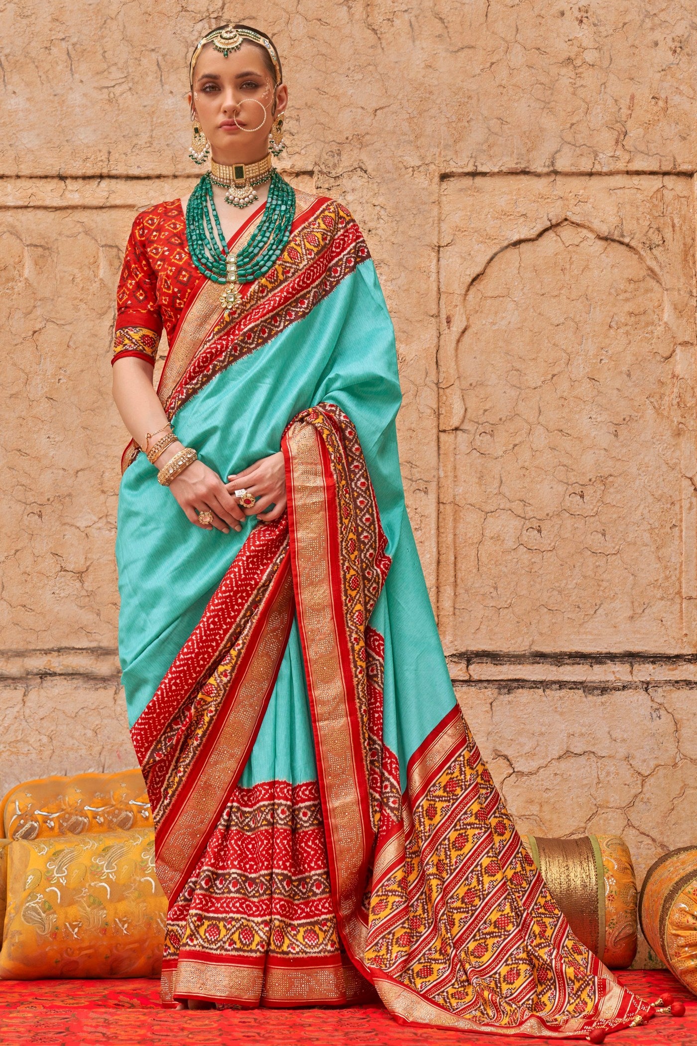 Buy MySilkLove Iris Blue Printed Patola Saree Online