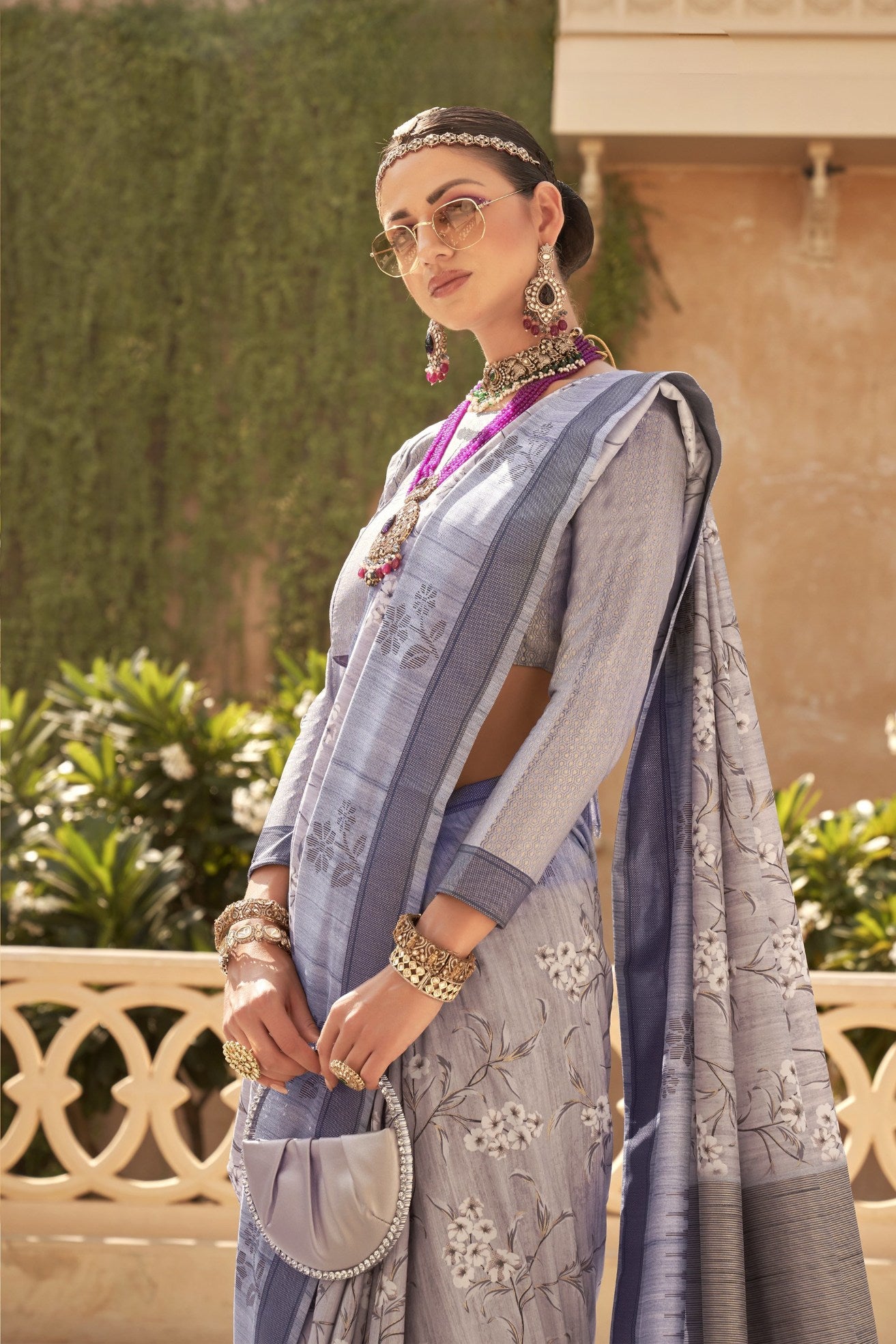 Buy MySilkLove Fog Grey Banarasi Handloom Saree Online