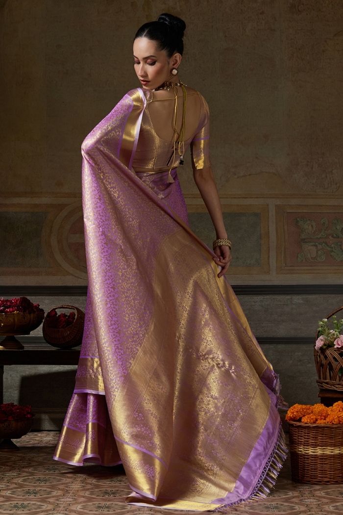 Buy MySilkLove Aubergine Purple Woven Kanjivaram Saree Online