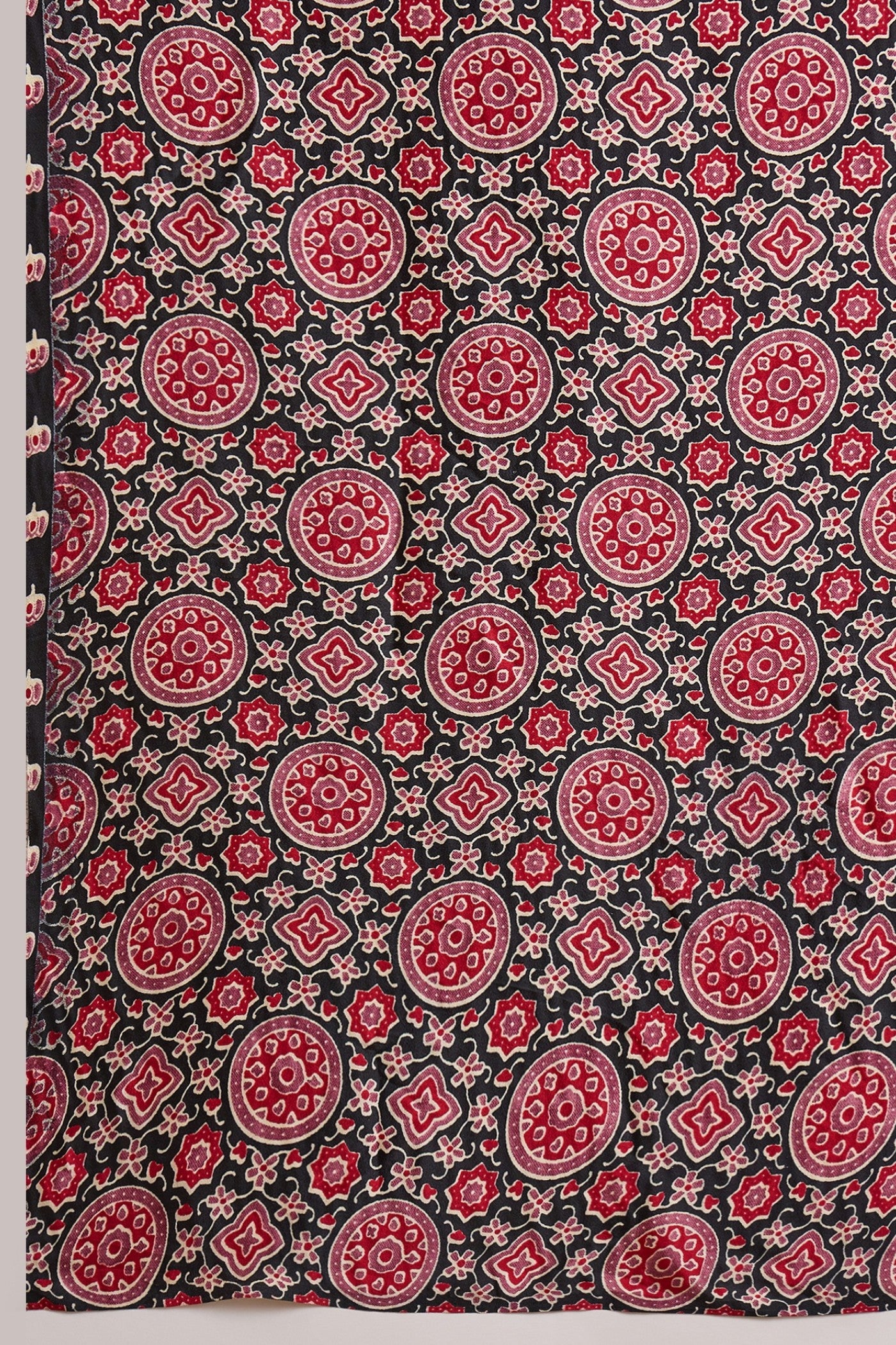 Buy MySilkLove Abbey Black Modal Ajrakh Satin Printed Silk Saree Online