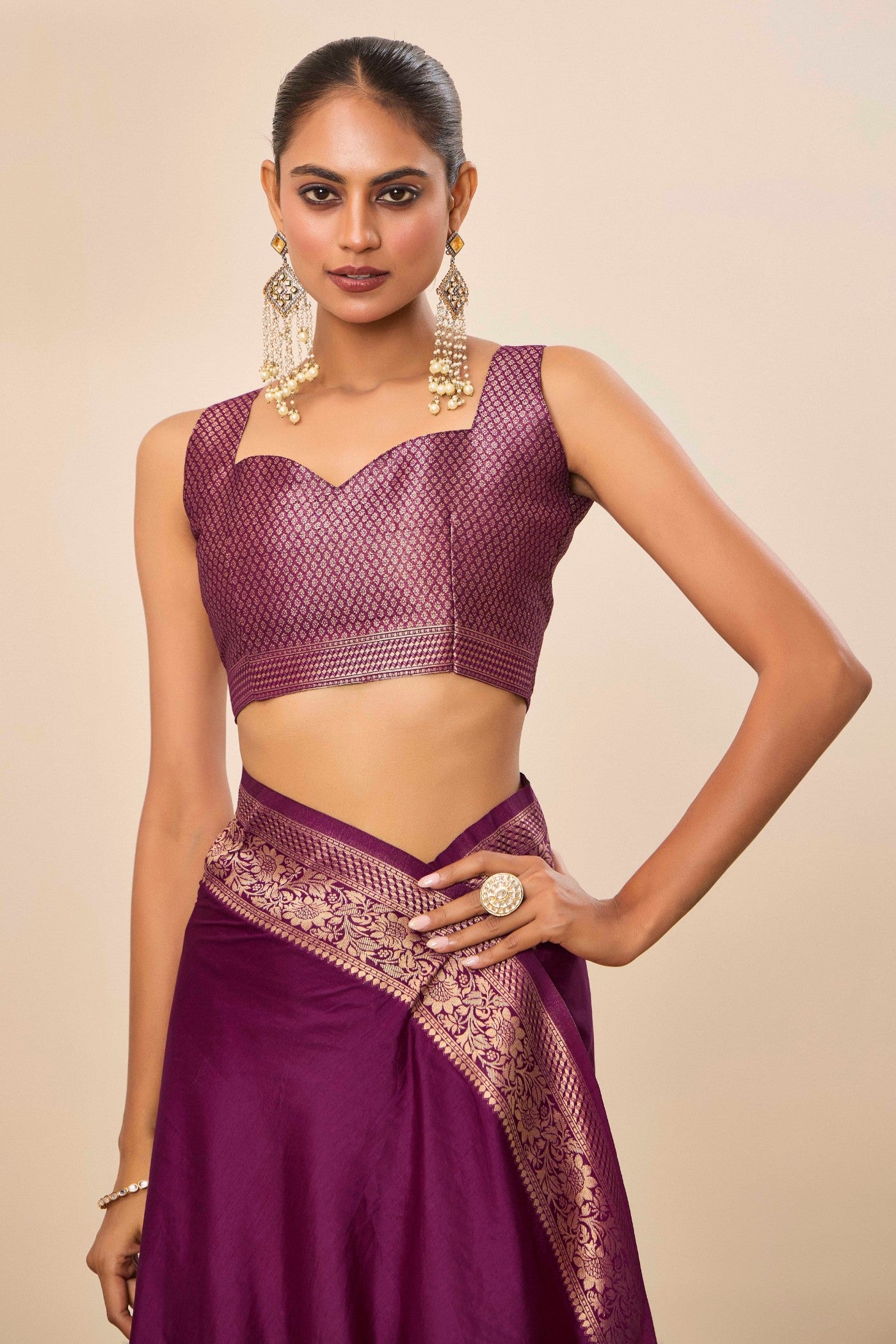 Buy MySilkLove Wine Purple Woven Dola Silk Saree Online