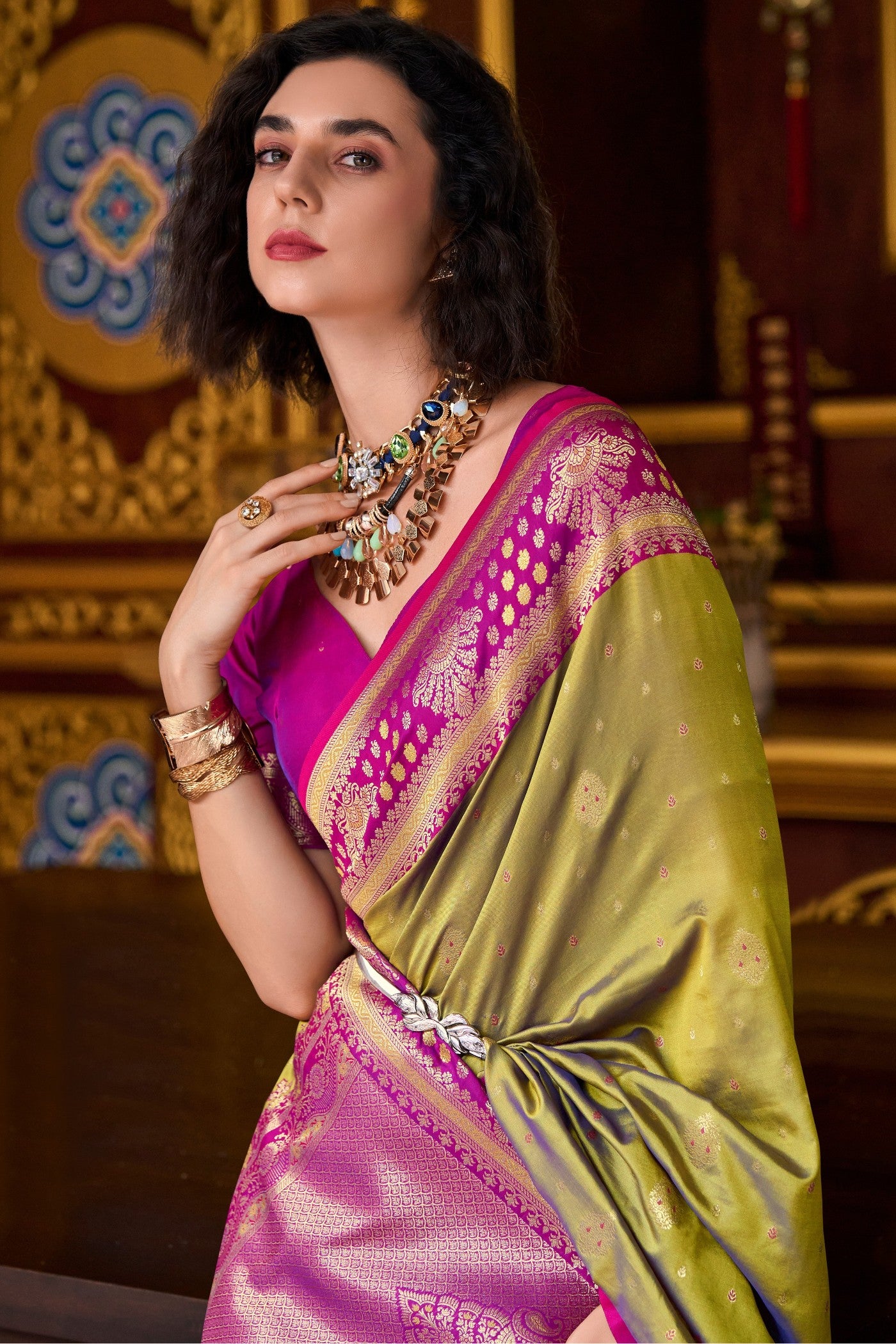 MySilkLove Duranta Green Woven Banarasi Saree