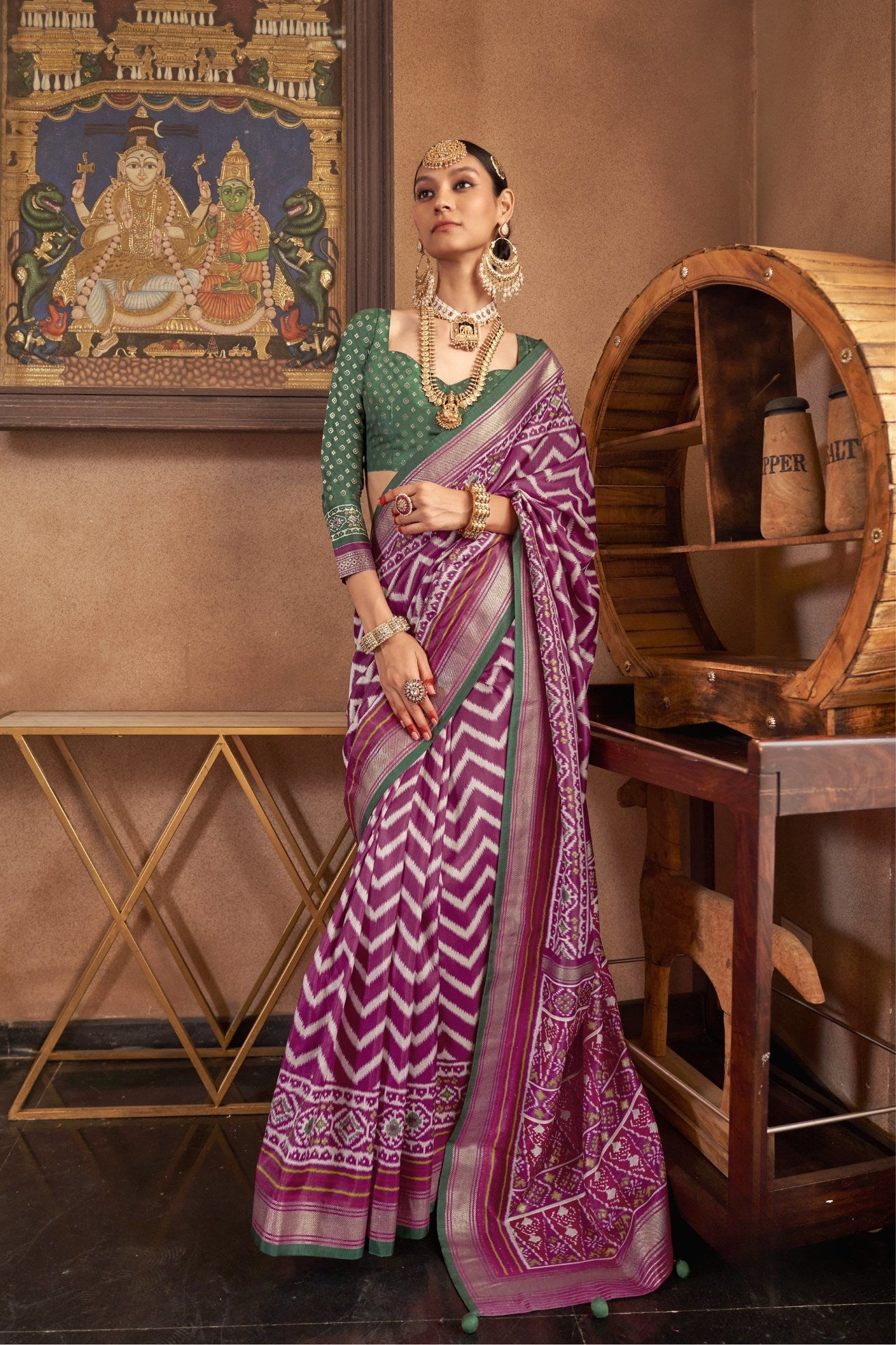 Buy MySilkLove Twilight Purple Printed Patola Saree Online