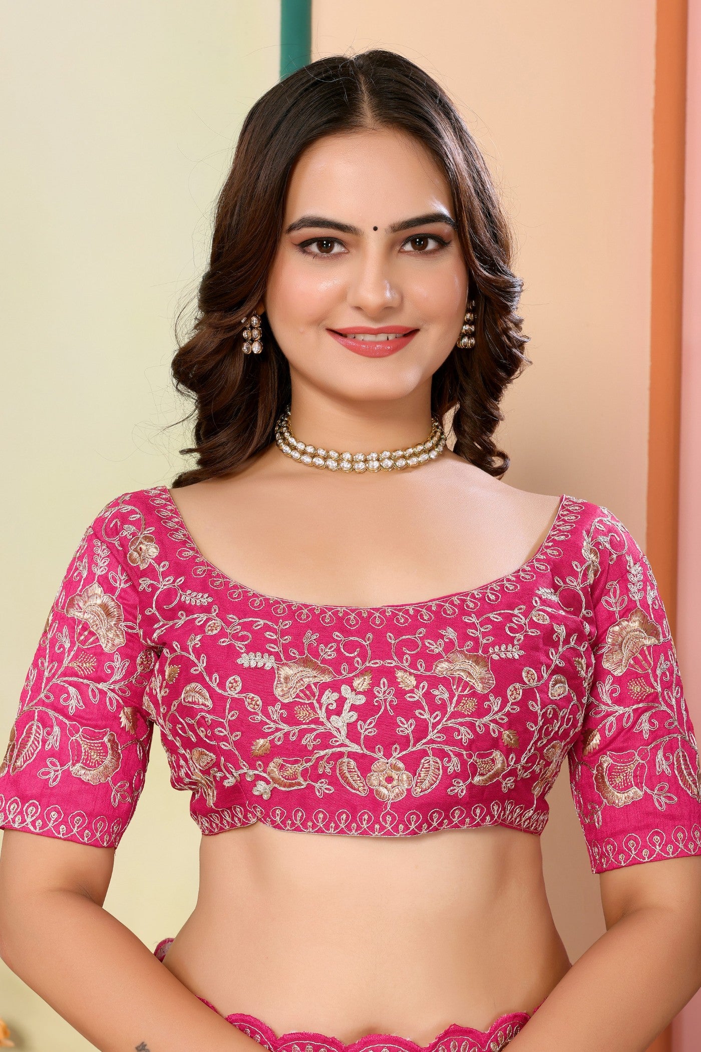 Buy MySilkLove Cerise Pink Organza Designer Partywear Saree Online