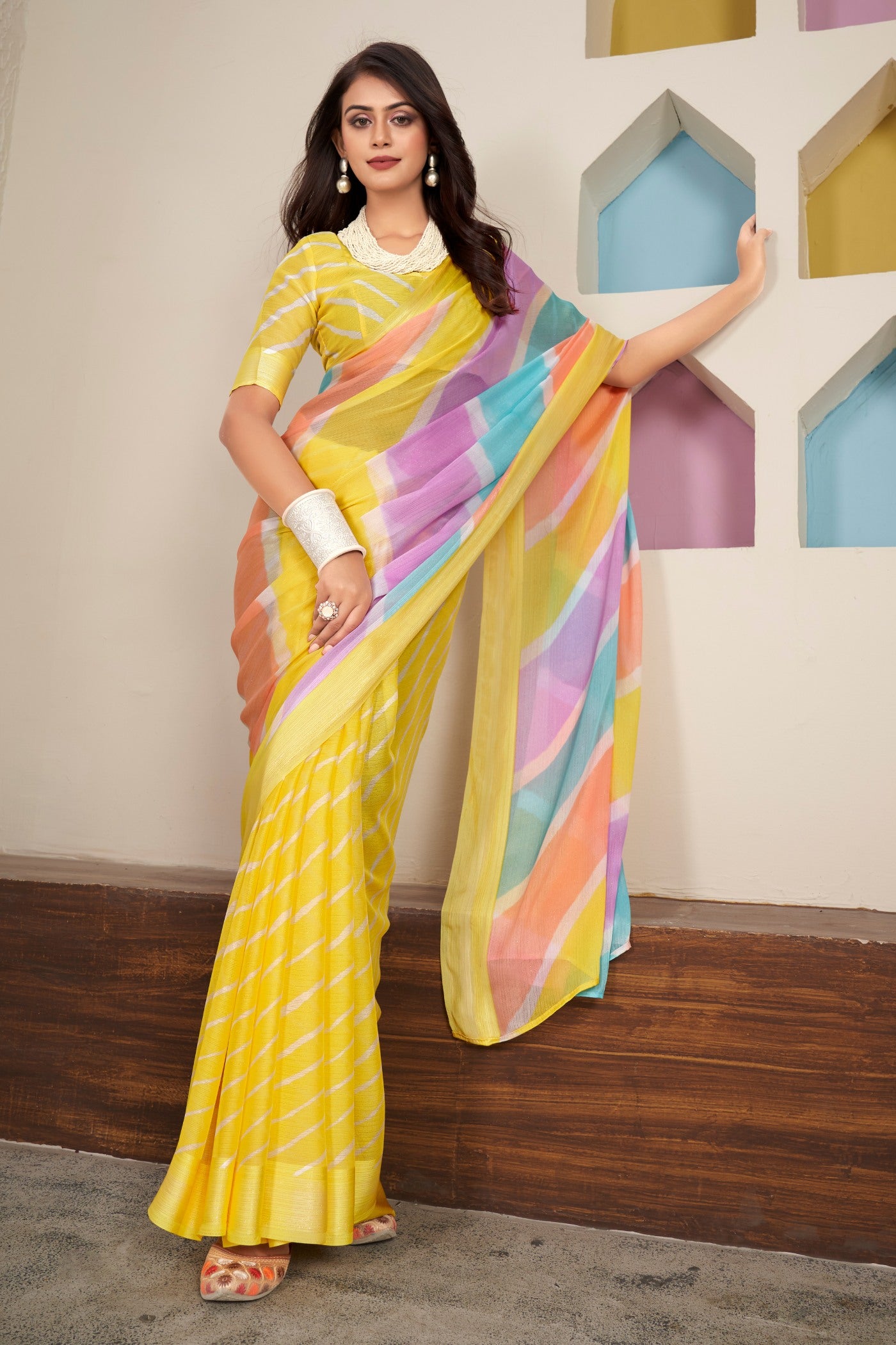 Buy MySilkLove Sun Flower Yellow Printed Satin Silk Saree Online