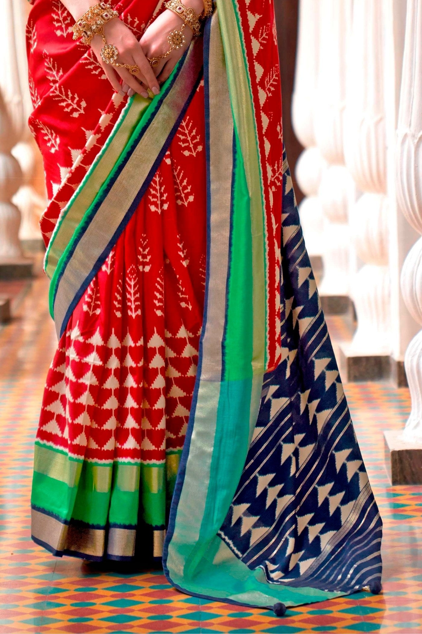 Buy MySilkLove Ruby Red Printed Patola Saree Online