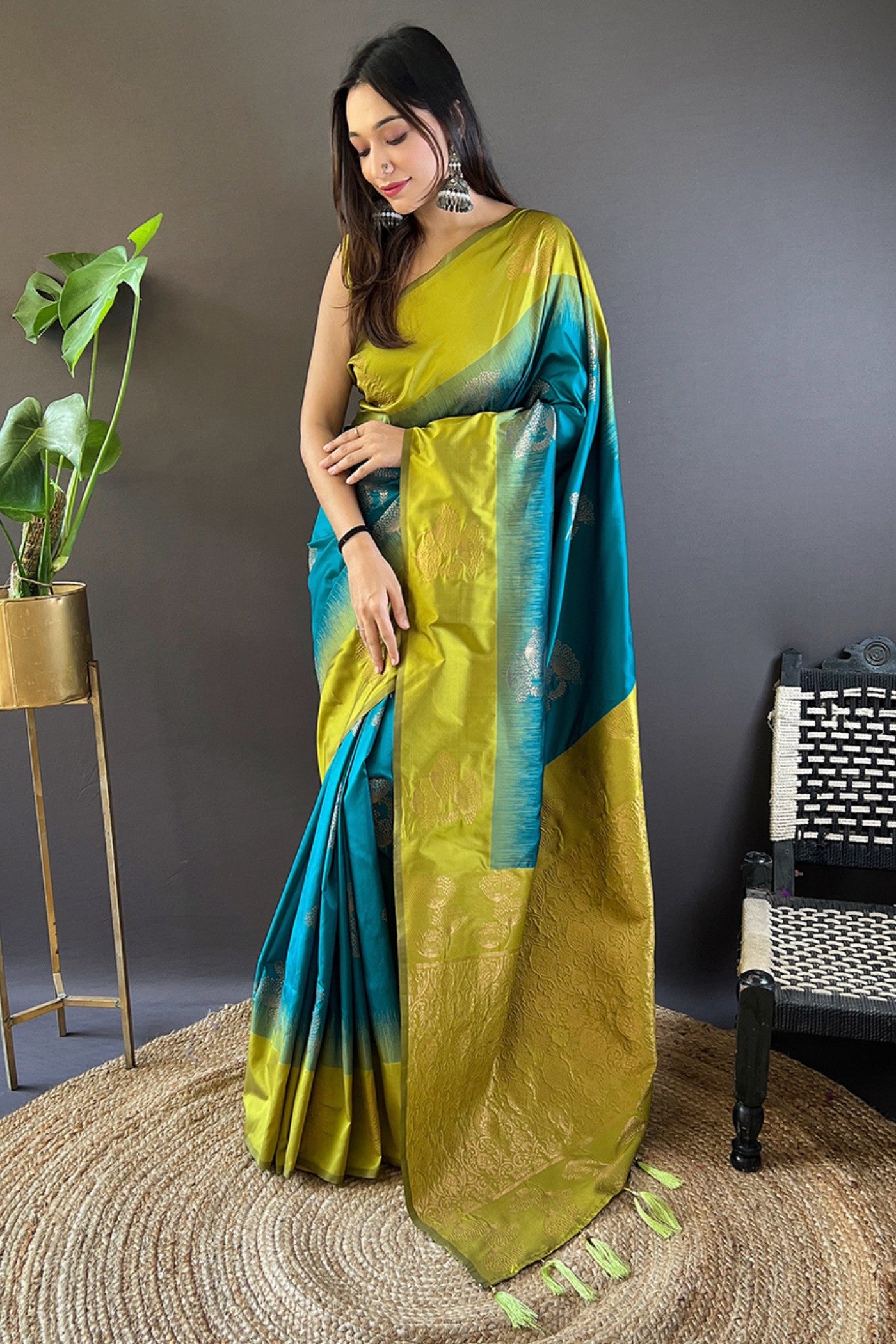 Buy MySilkLove Moonstone Blue Woven Banarasi Saree Online