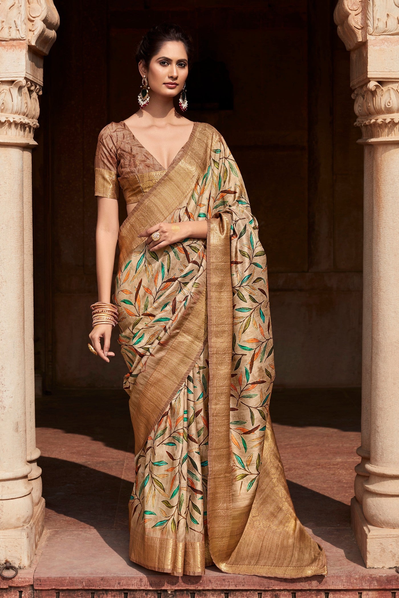 Buy MySilkLove Coco Brown Banarasi Handloom Saree Online