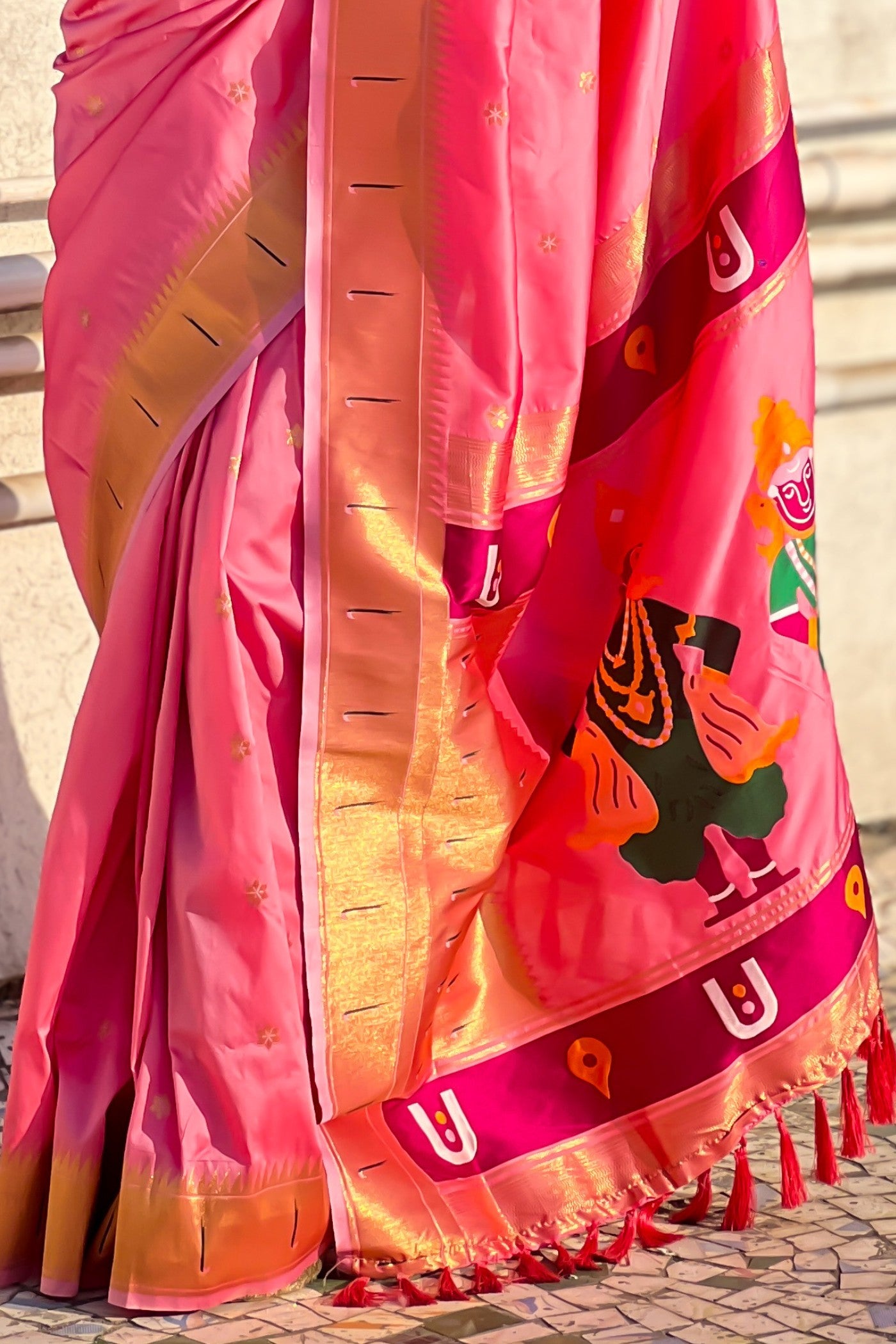 Buy MySilkLove Fiery Rose Pink Woven Paithani Saree Online