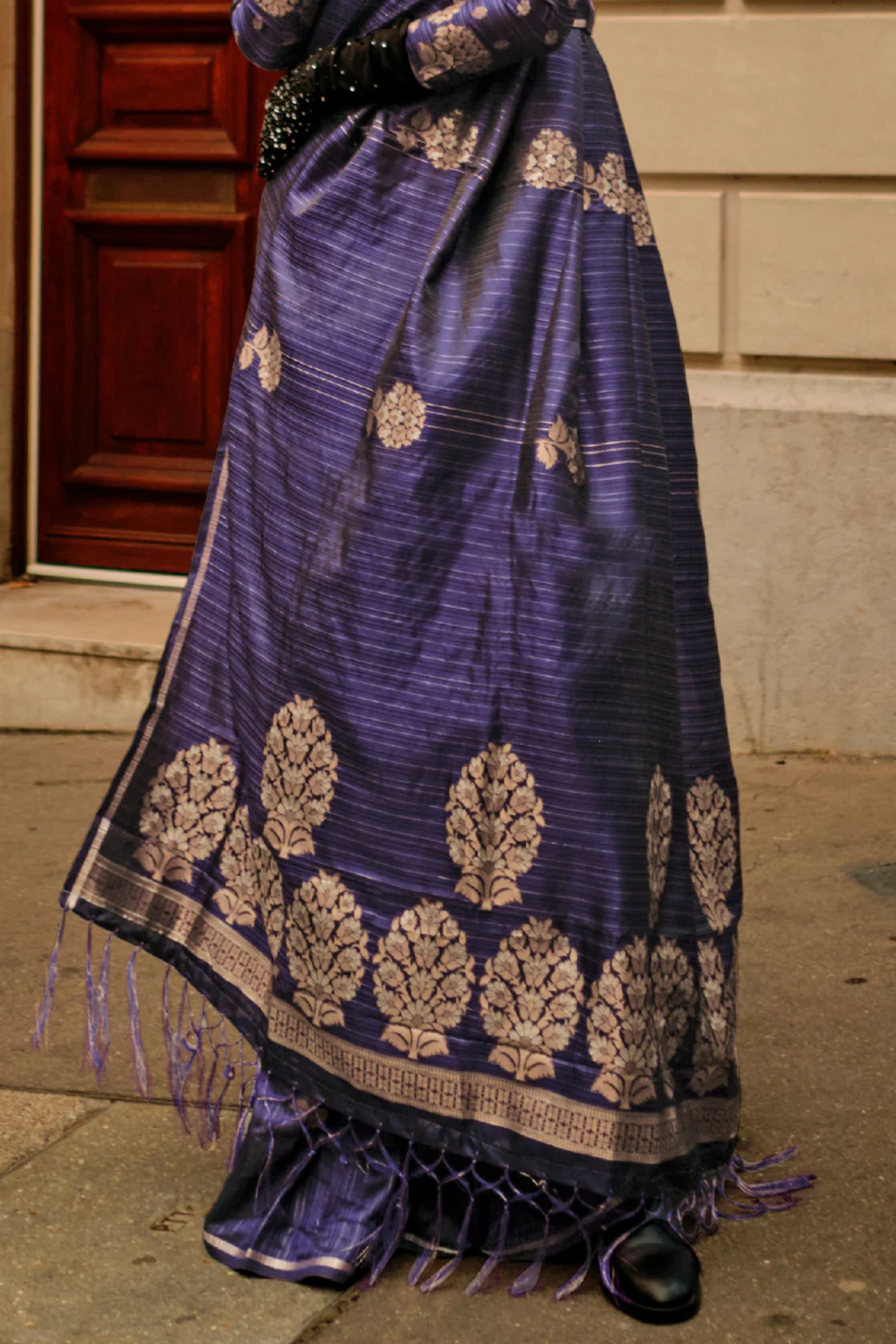 Buy MySilkLove Salt Box Purple Woven Banarasi Satin Silk Saree Online