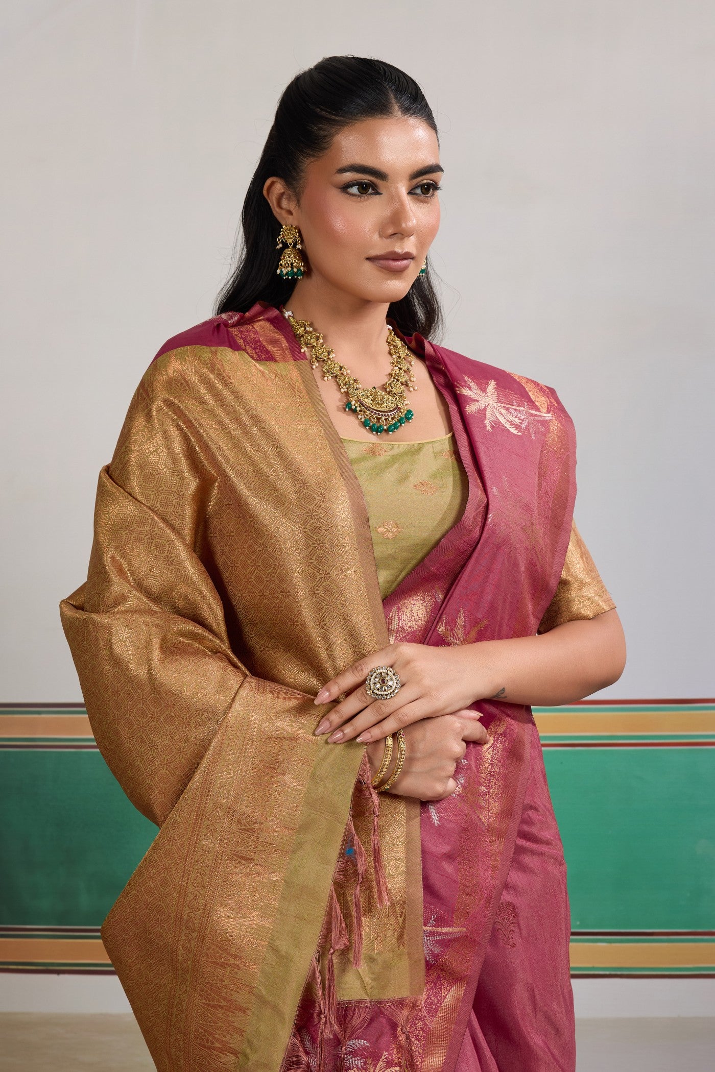 MySilkLove French Rose Pink Banarasi Handloom Tussar Saree