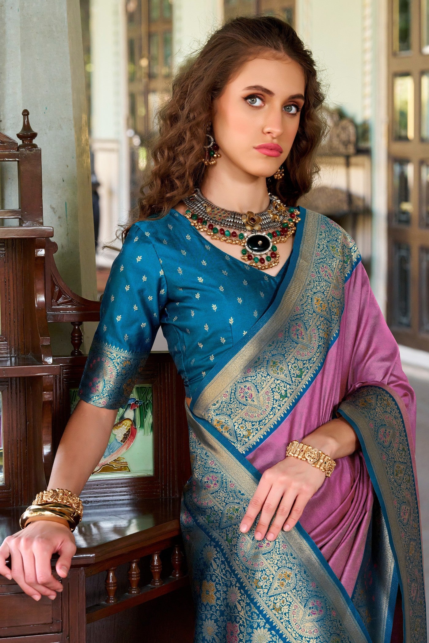 Buy MySilkLove Baker Miller Pink Woven Banarasi Soft Silk Saree Online
