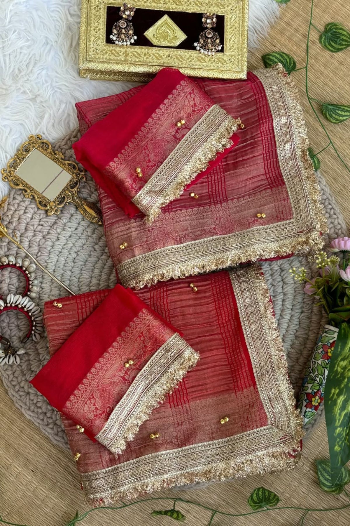 Buy MySilkLove Wine Red Pure Soft Fendy Chiffon Saree With Fancy Lace Border Online