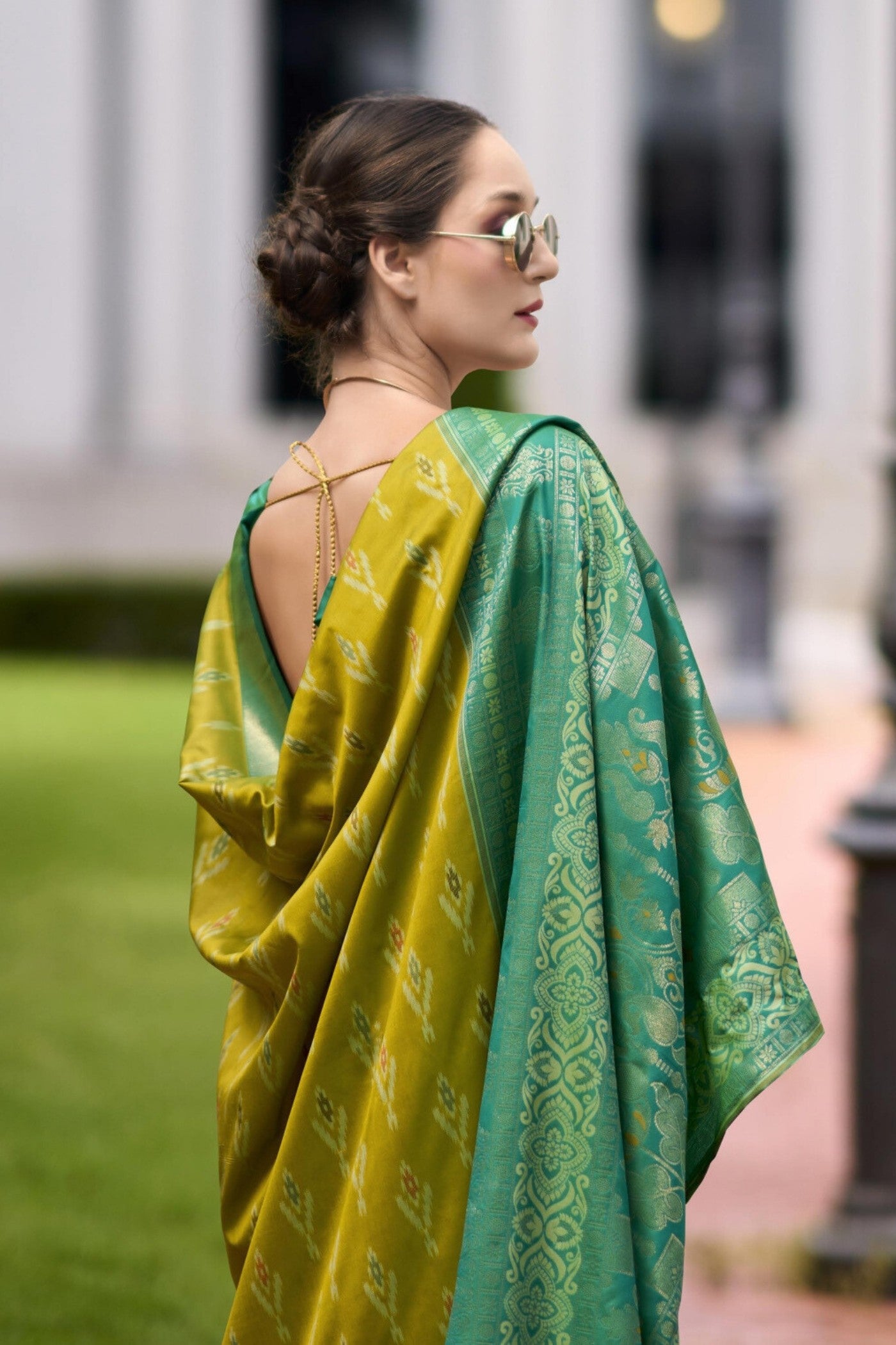 Buy MySilkLove Alpine Green Woven Banarasi Soft Silk Saree Online