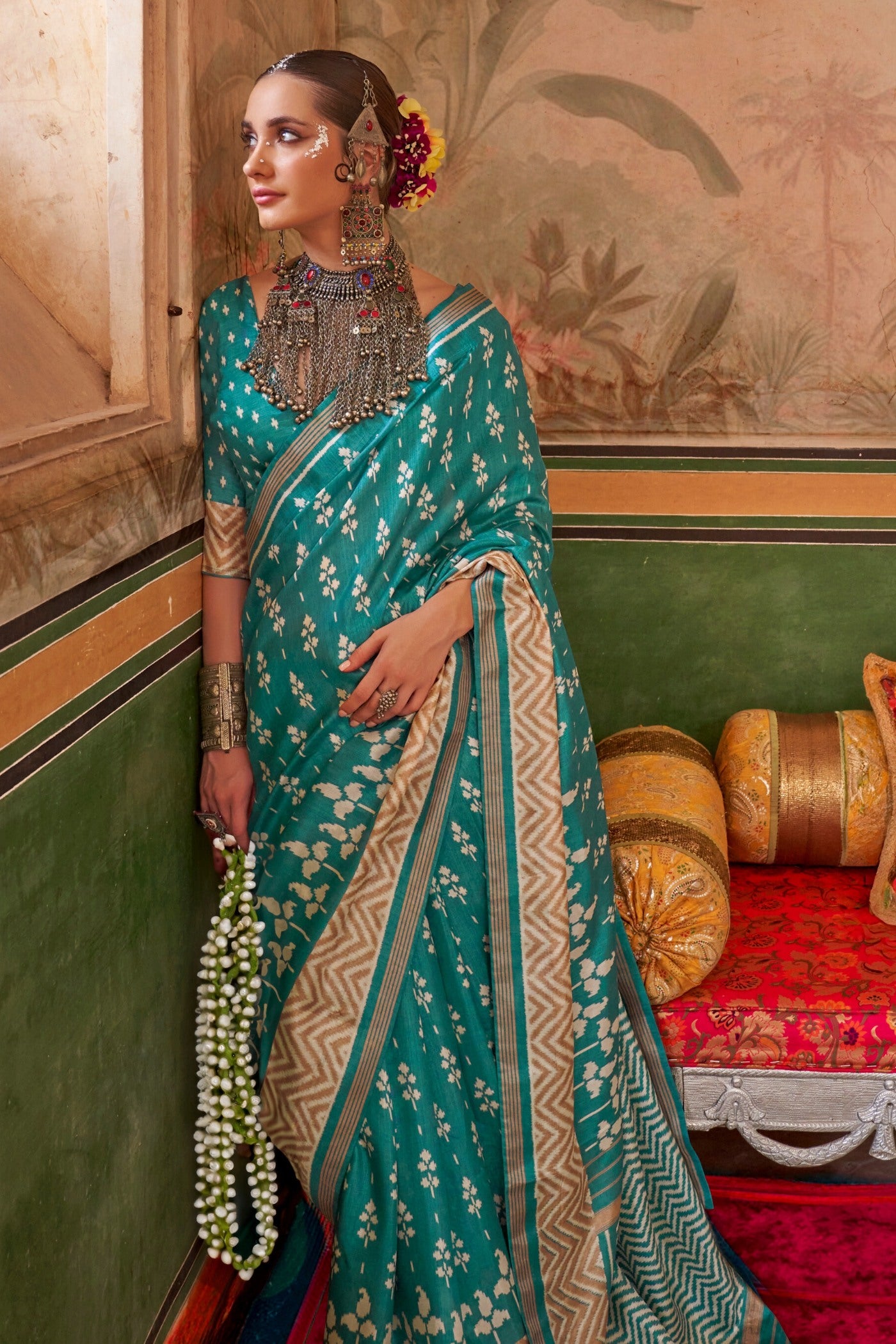 Buy MySilkLove Wintergreen Dream Printed Patola Saree Online