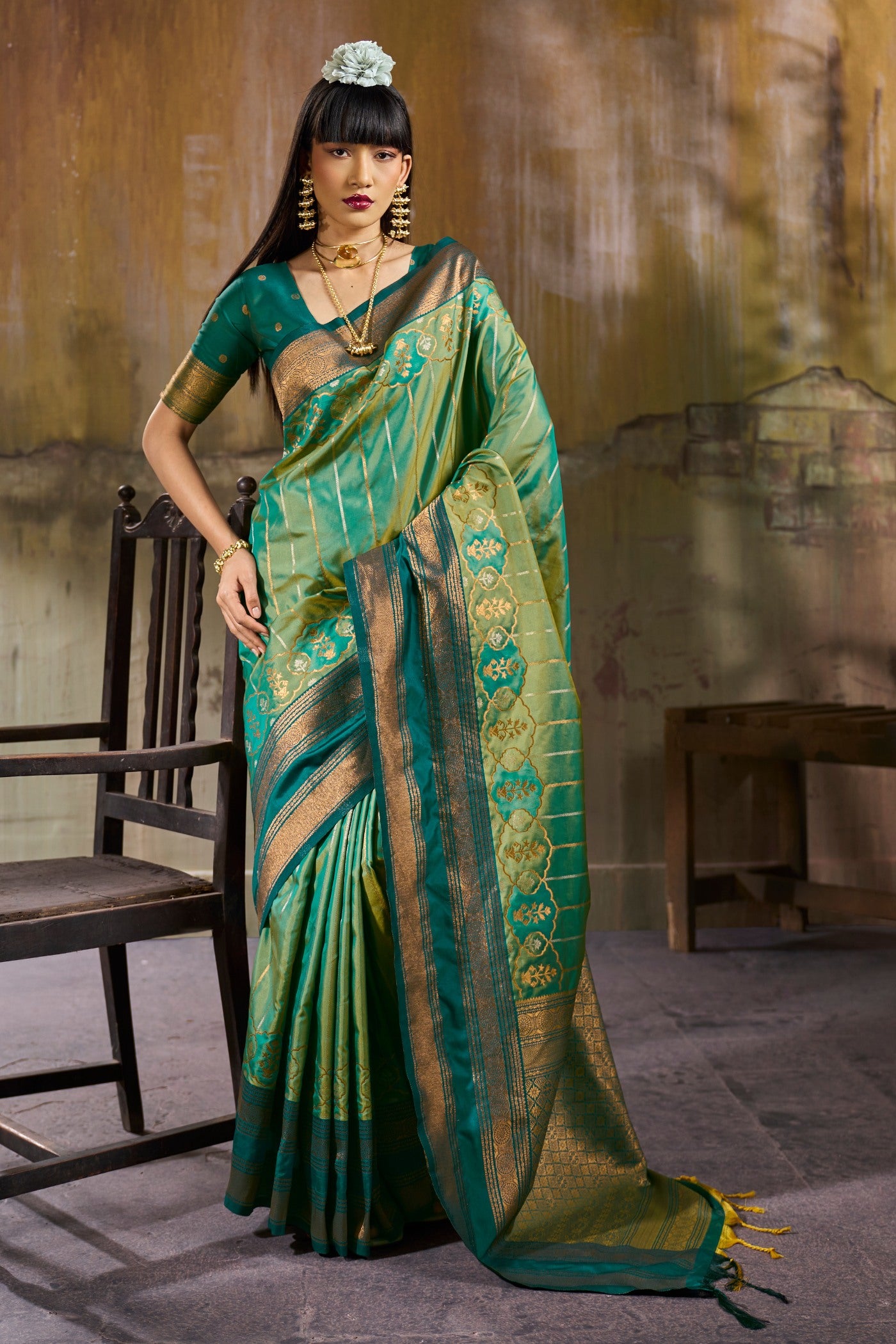 Buy MySilkLove Parrot Green Pochampally Handloom Saree Online