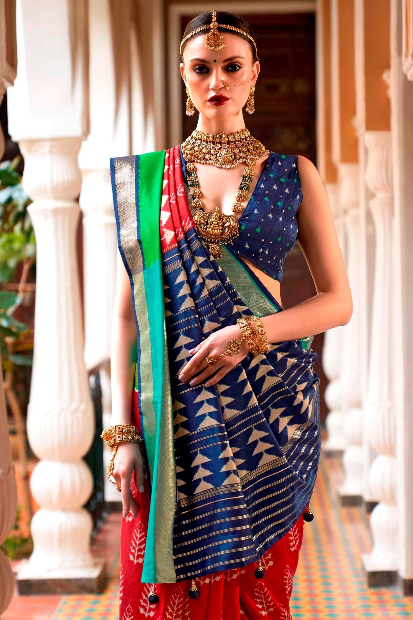 MySilkLove Ruby Red Printed Patola Saree