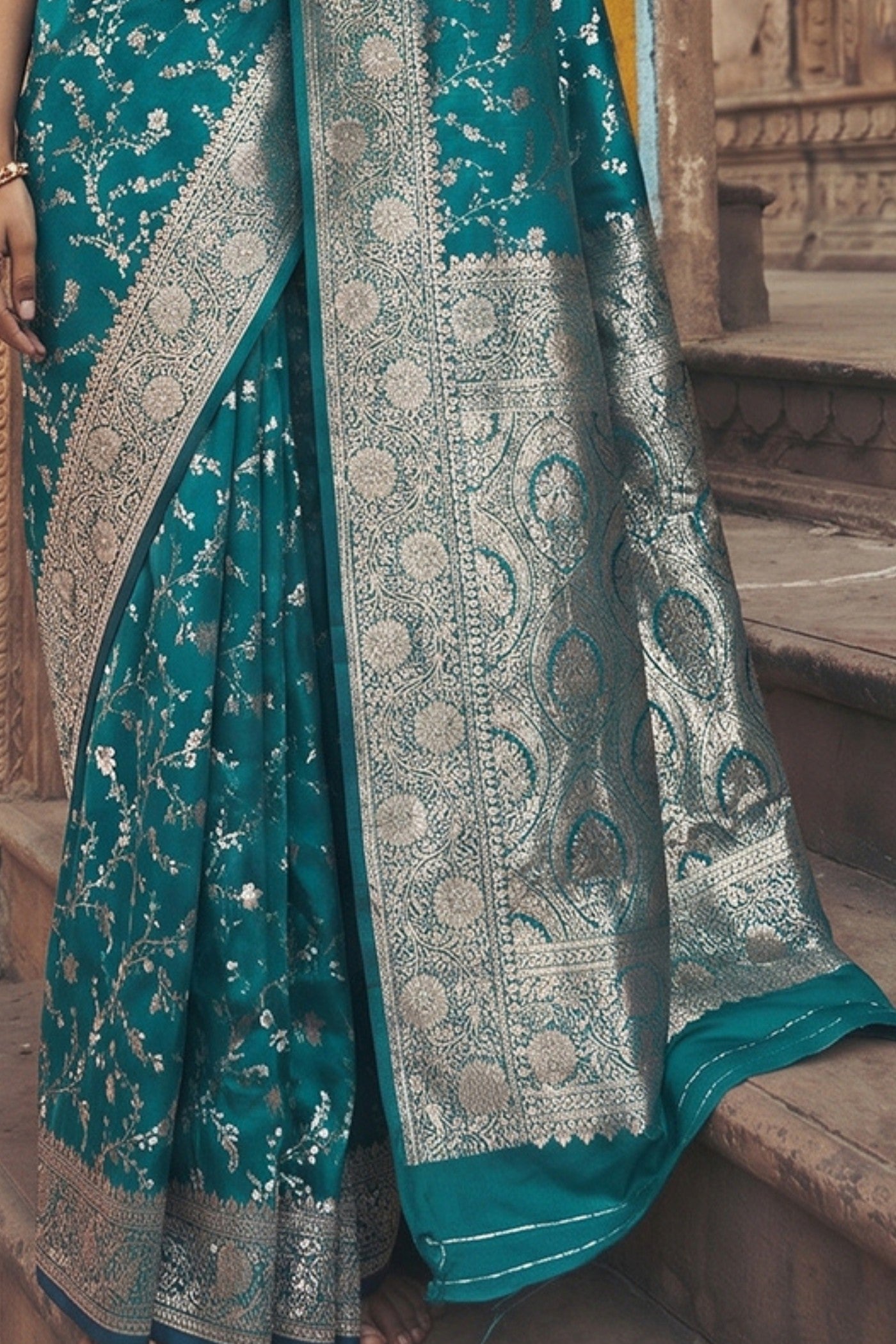 Buy MySilkLove Sapphire Blue Woven Banarasi Saree Online
