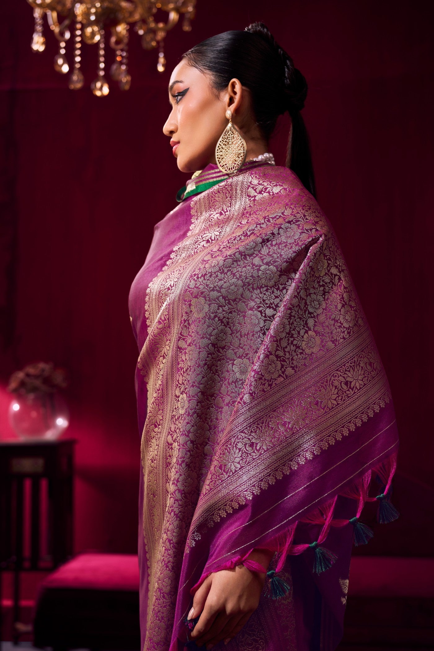 Buy MySilkLove Violet Purple Handloom Satin Soft Silk Saree Online