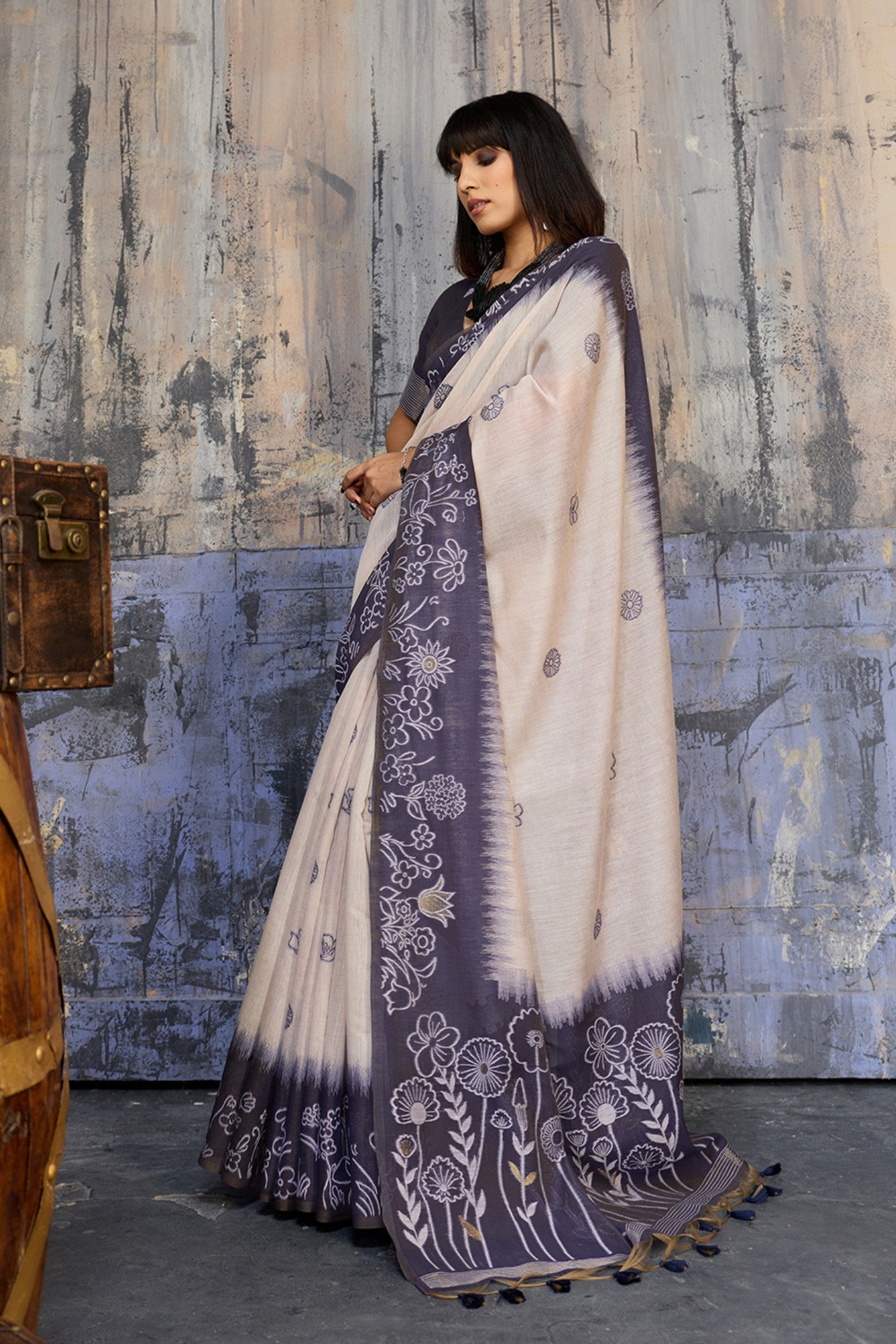 Buy MySilkLove Sapphire Sky Blue Handloom Munga Cotton Saree Online
