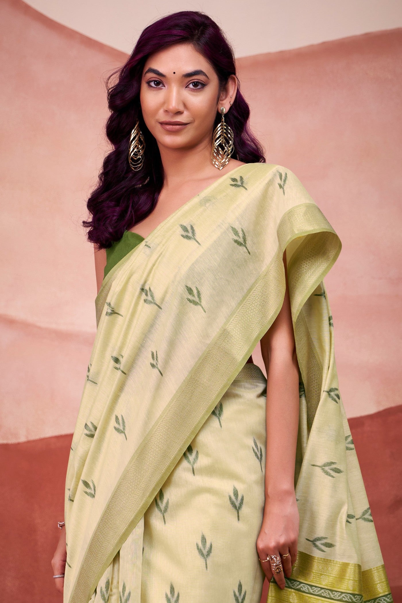 MySilkLove Moss Green Woven Modal Cotton Saree