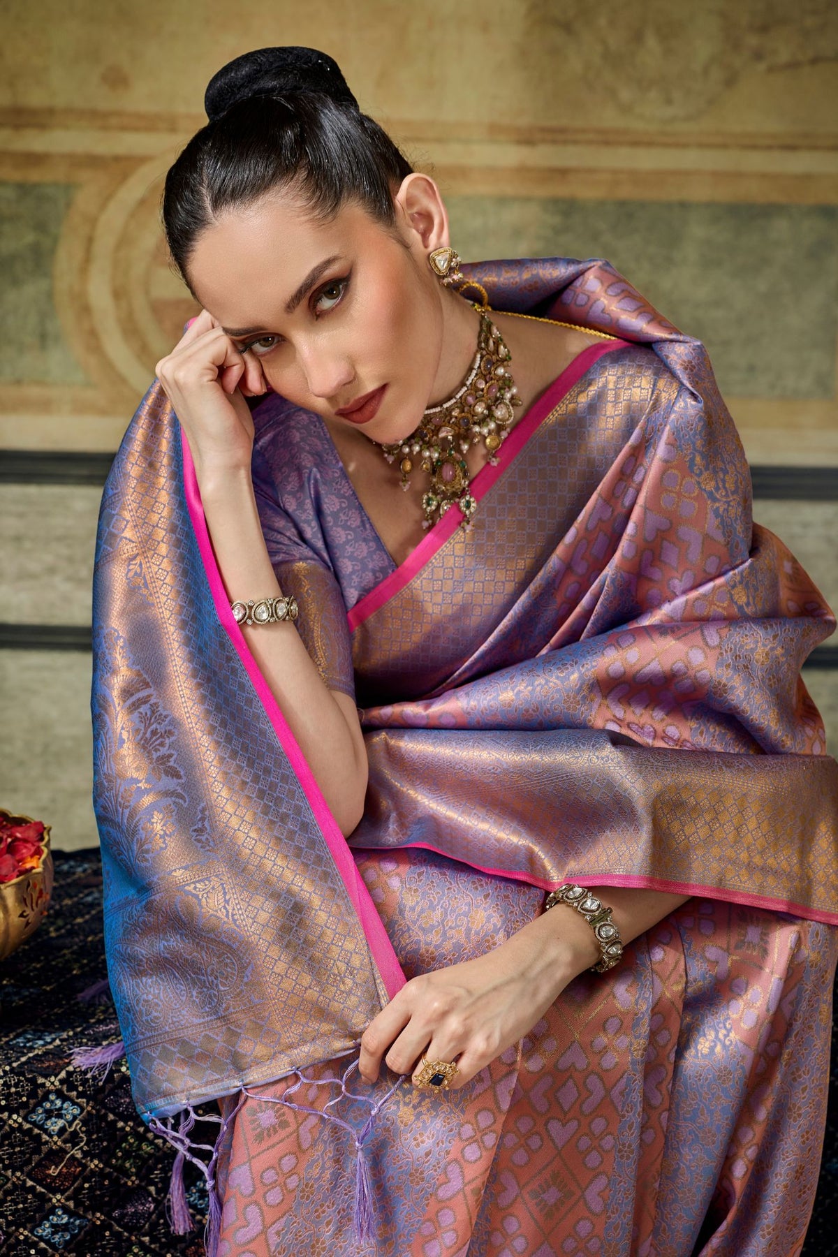 Buy MySilkLove Grape Purple Kanjivaram Handloom Saree Online