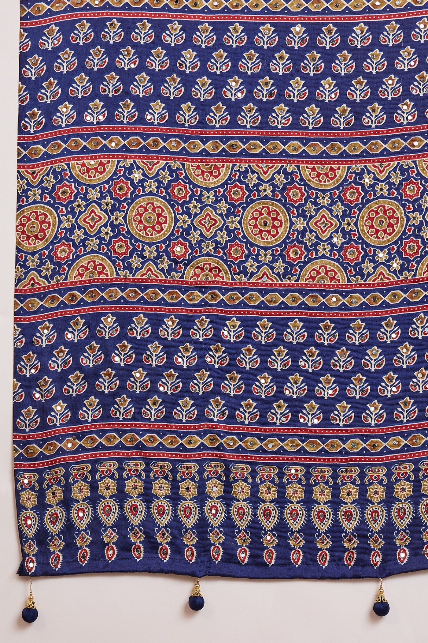 Buy MySilkLove Berry Blue Modal Ajrakh Satin Printed Silk Saree Online