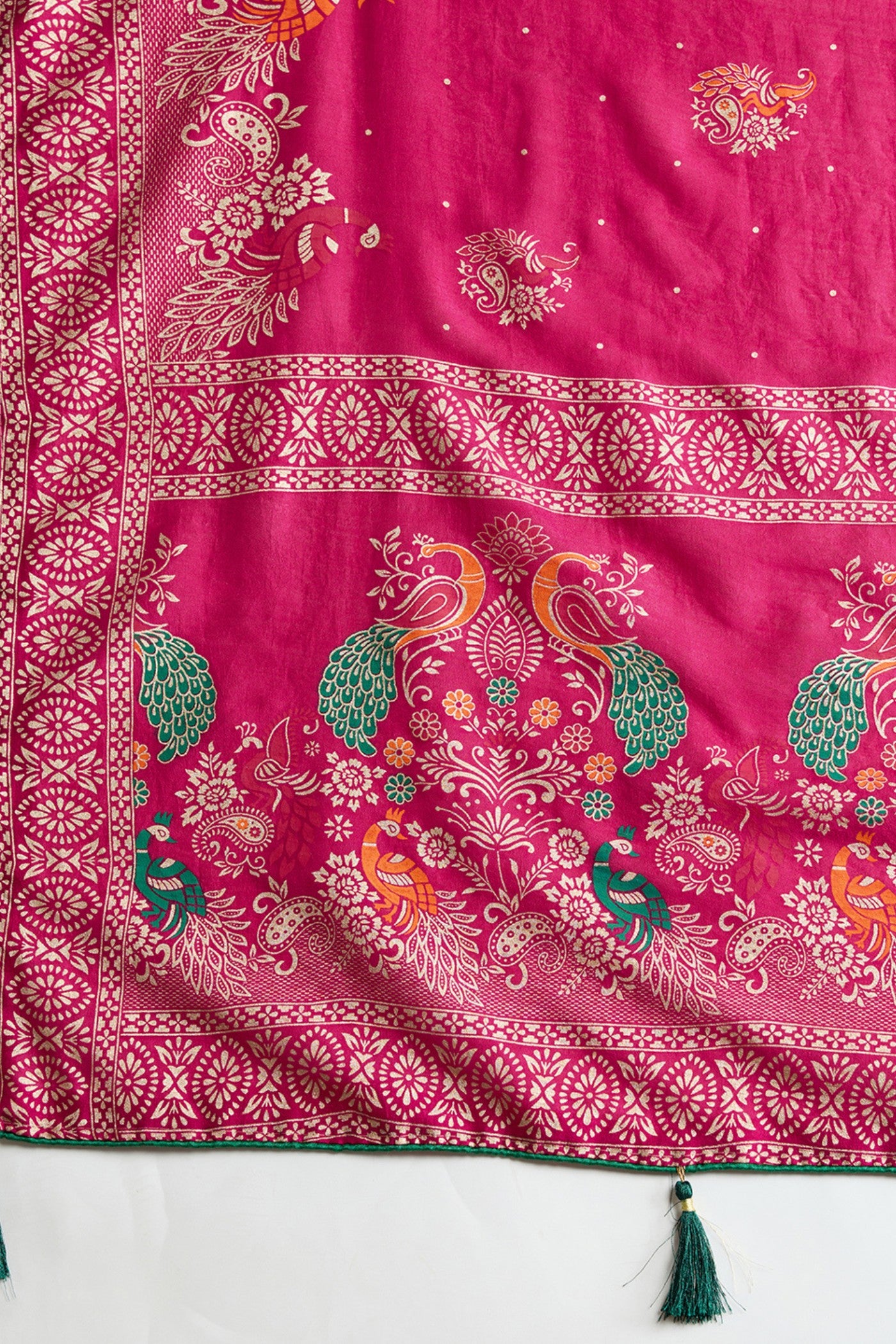 Buy MySilkLove Paradise Pink Printed Chinon Saree Online