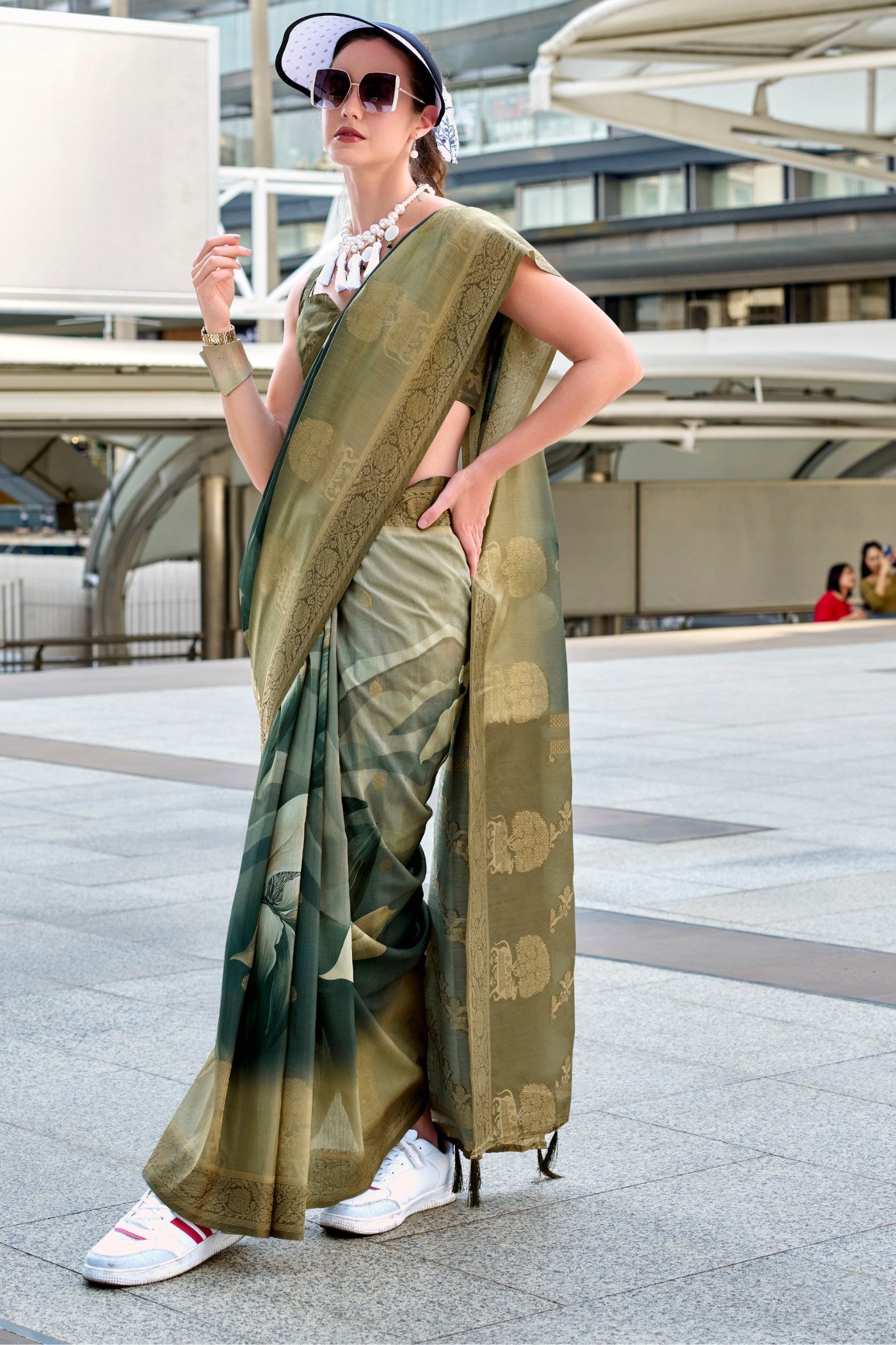 Buy MySilkLove Basil Green Banarasi Handloom Saree Online