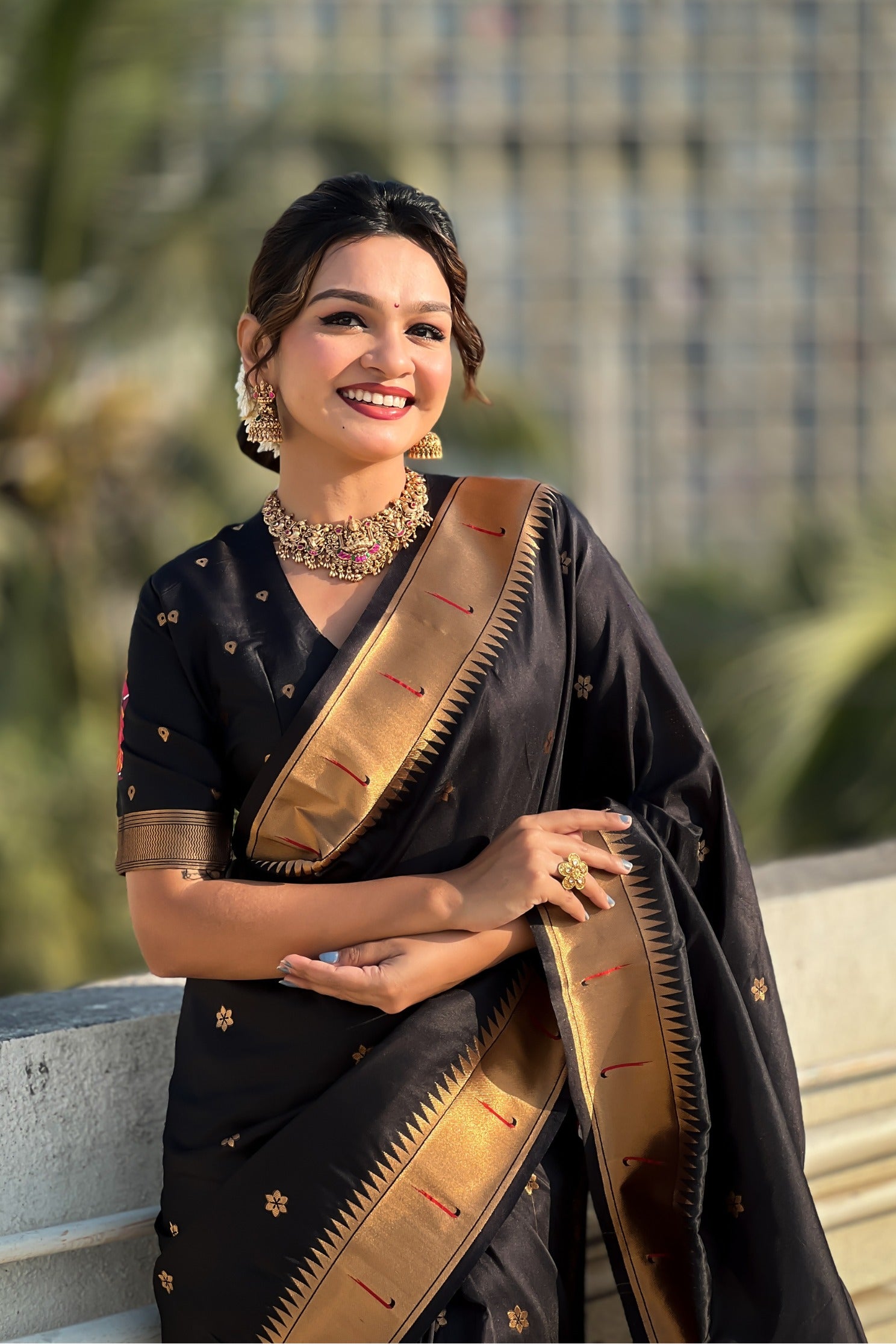 MySilkLove Raven Black Woven Paithani Saree