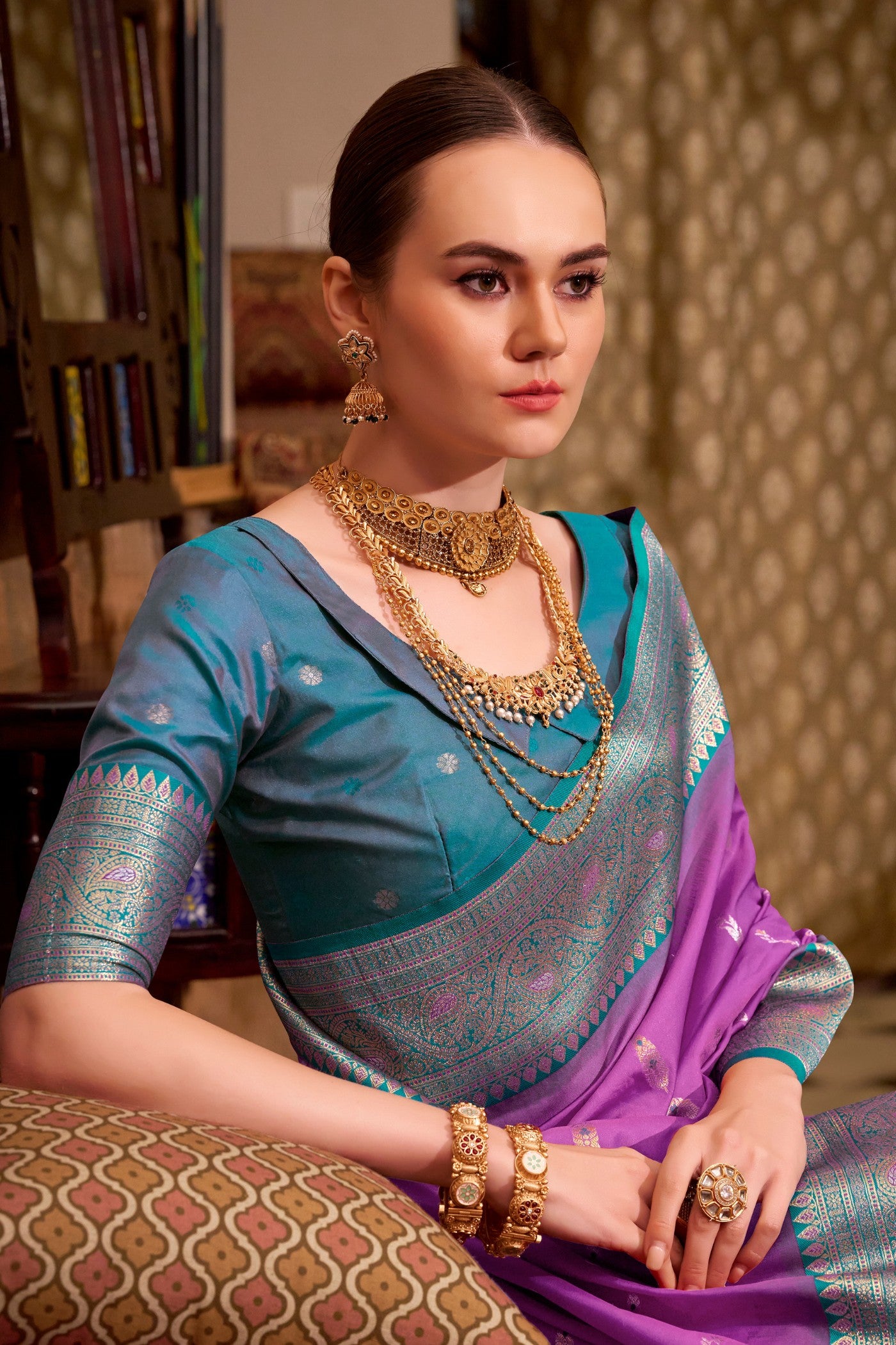 Buy MySilkLove French Purple Woven Banarsi Saree Online