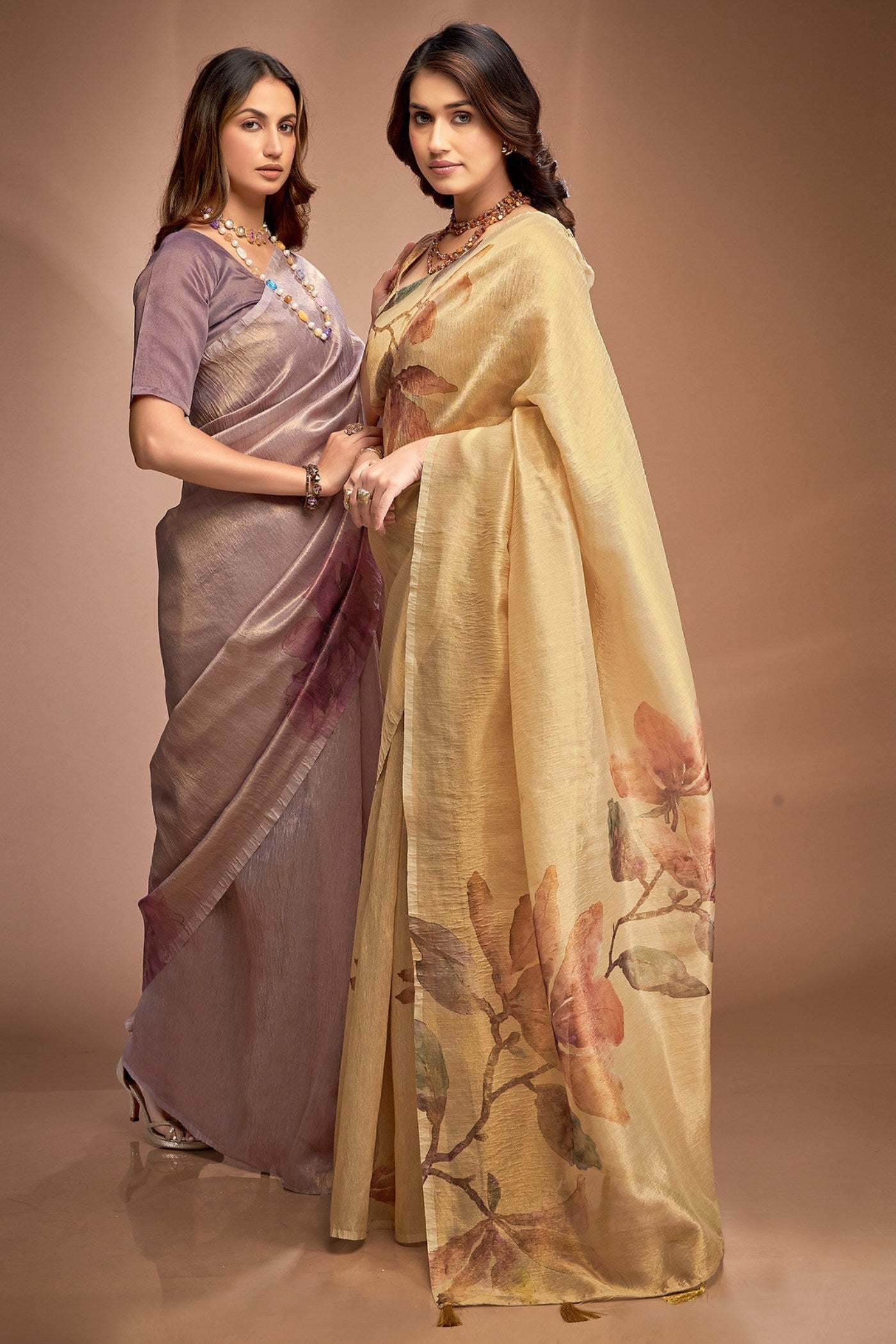 Buy MySilkLove Clematis Purple Printed Tissue Saree Online