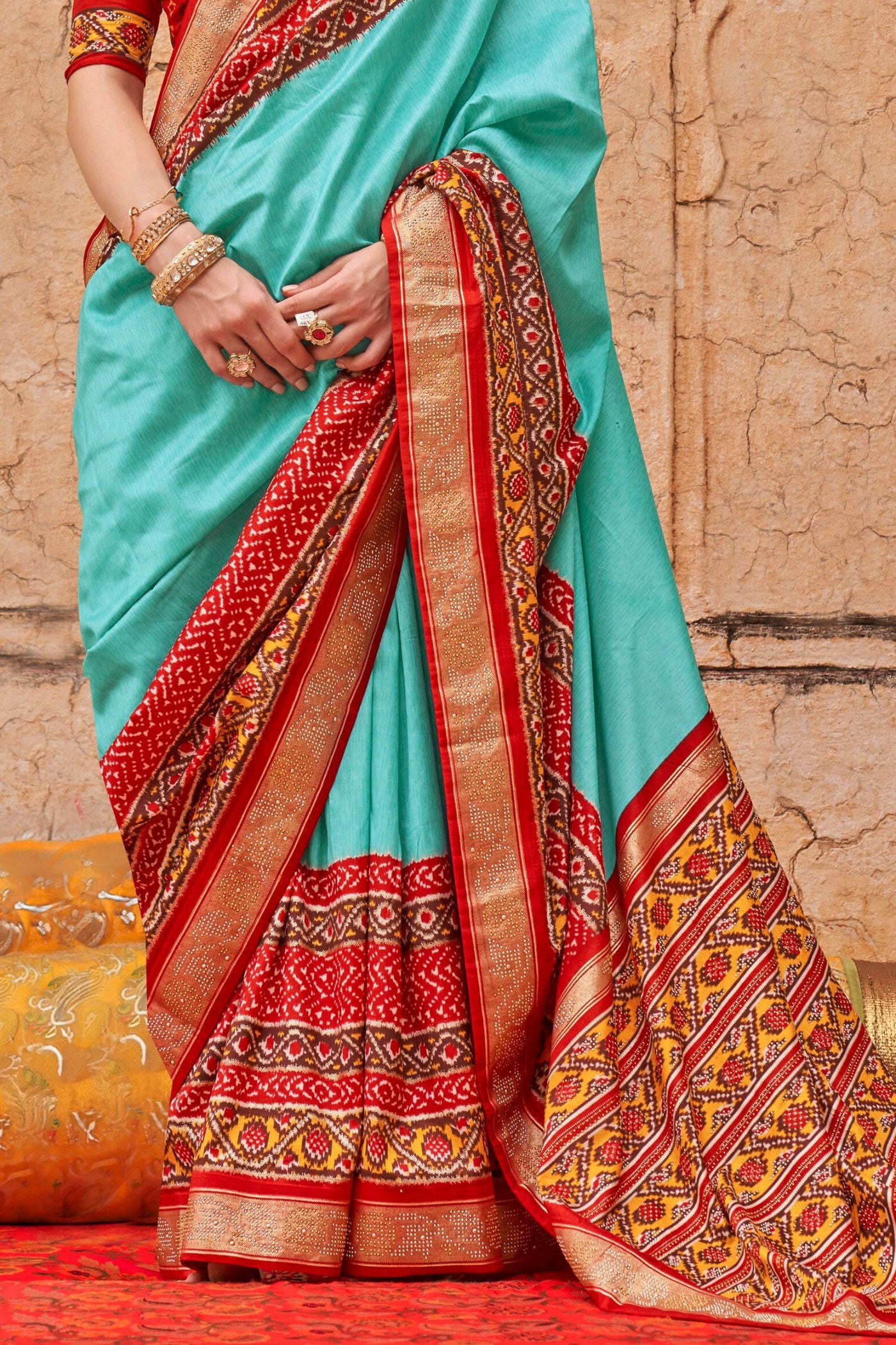 Buy MySilkLove Iris Blue Printed Patola Saree Online